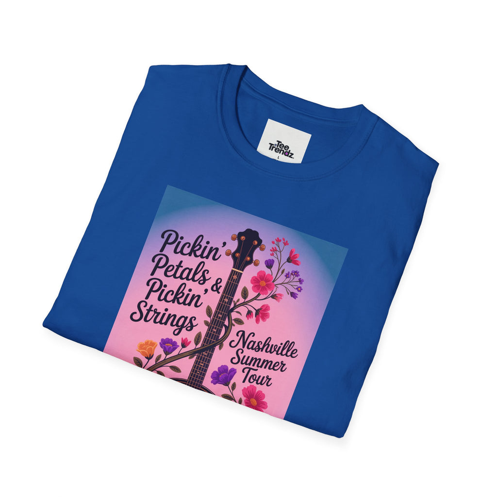 Banjo Floral Tee — "Pickin' Petals, Pickin' Strings" Nashville Summer Vibes
