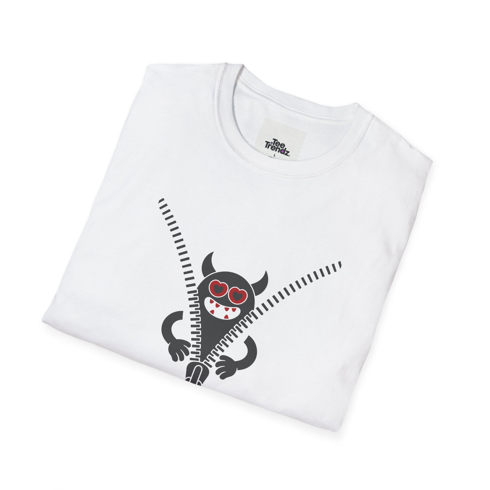 T-Shirt — Playful Monster Zipper Graphic Tee