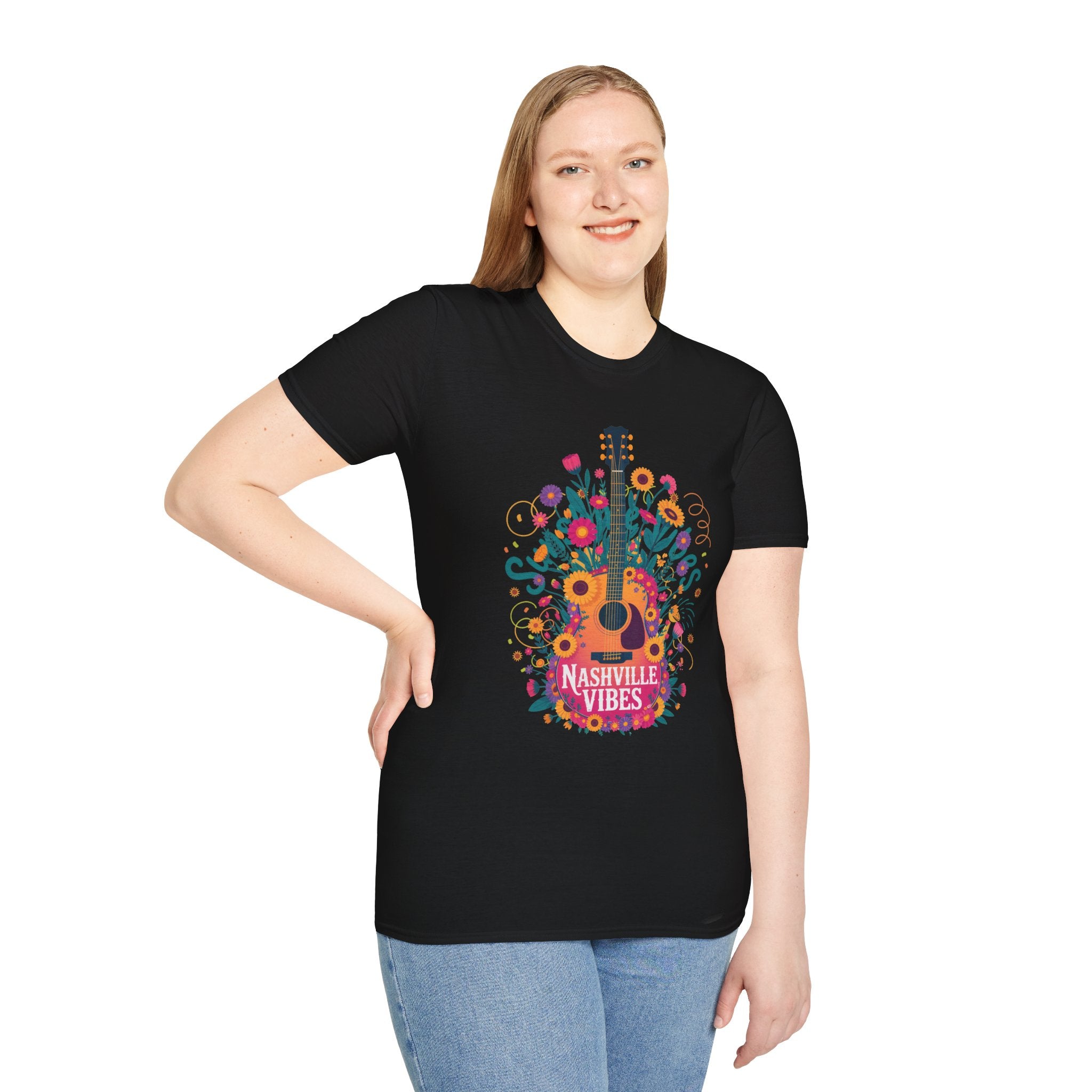 Nashville Vibes Guitar T-Shirt – Floral Music Festival Tee