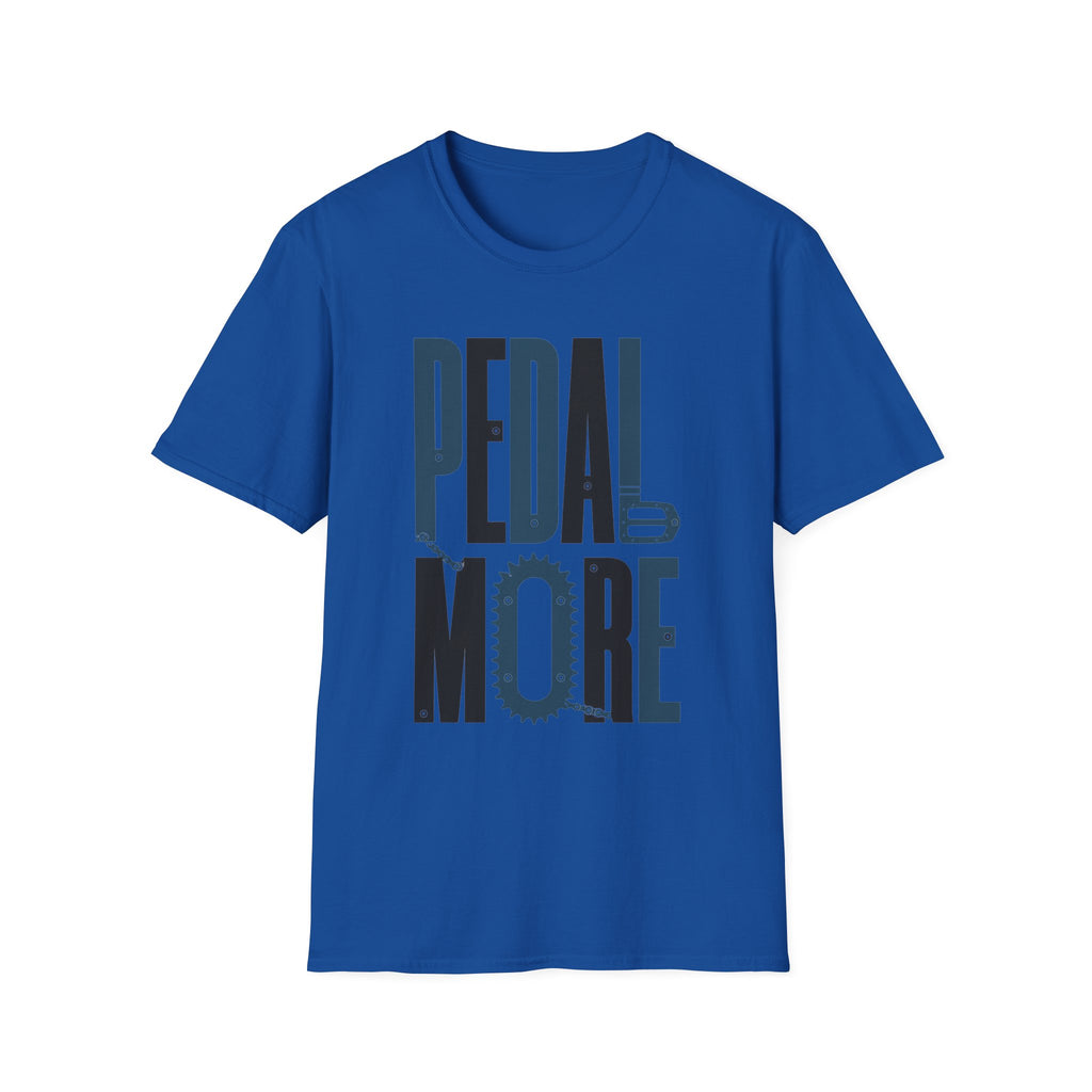 Pedal More T‑Shirt — Cycling Graphic Tee with Bike Pedal & Gear Design