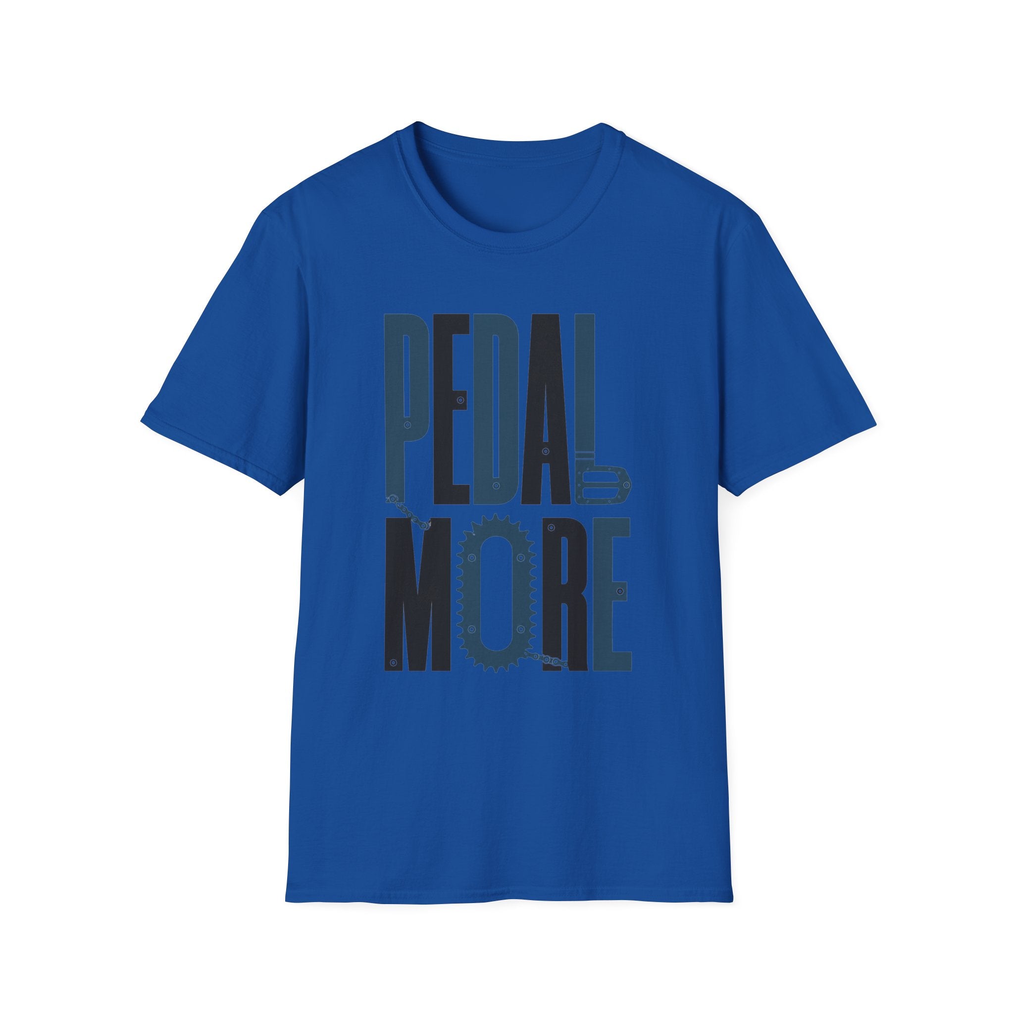 Pedal More T‑Shirt — Cycling Graphic Tee with Bike Pedal & Gear Design