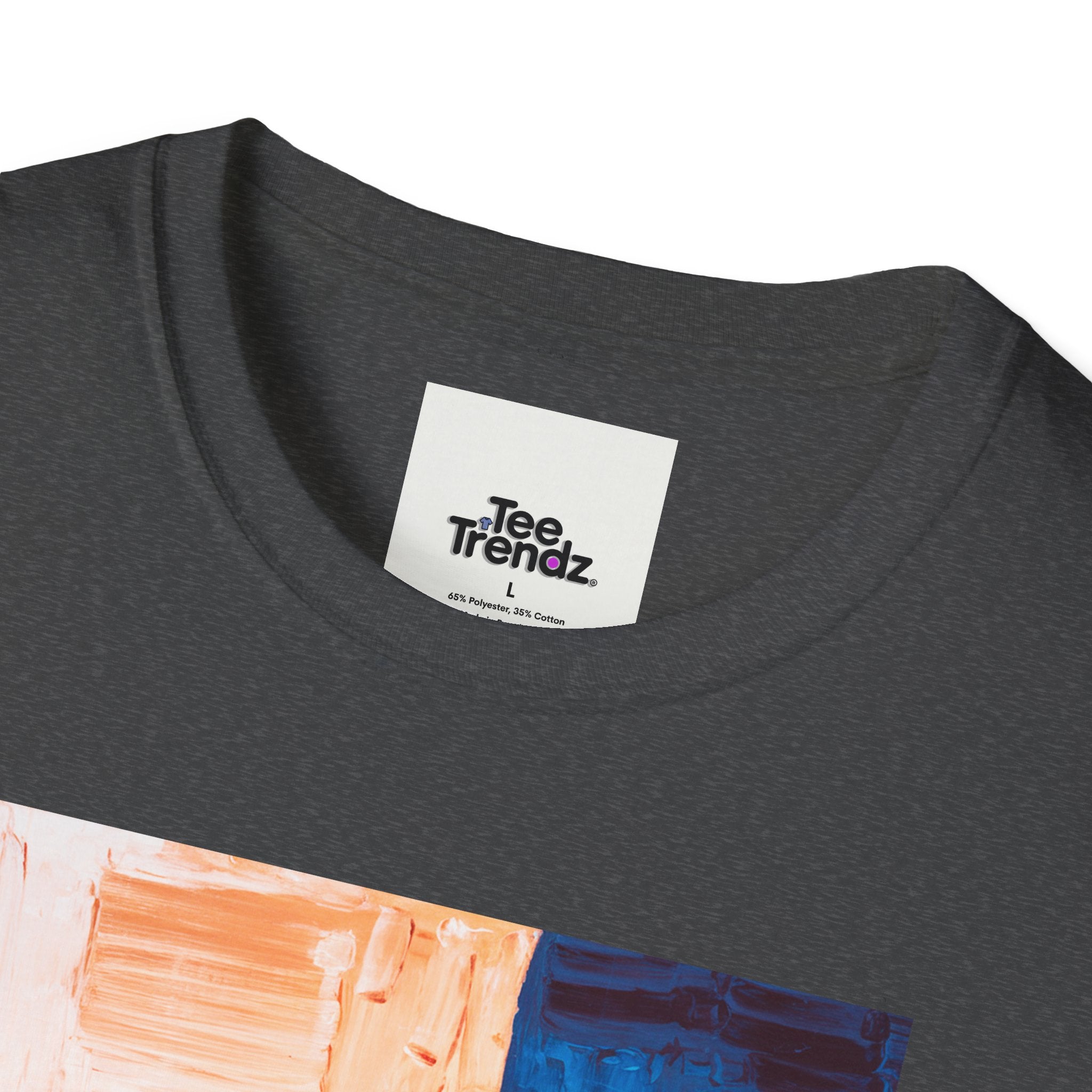 Abstract Color Block T-Shirt — Blue & Peach Modern Art Tee