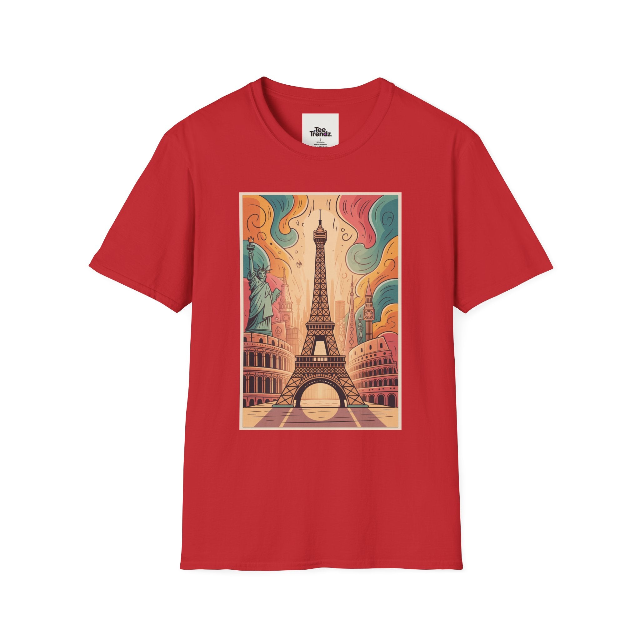 Eiffel Tower Retro Art T-Shirt — Vintage Paris Skyline Tee