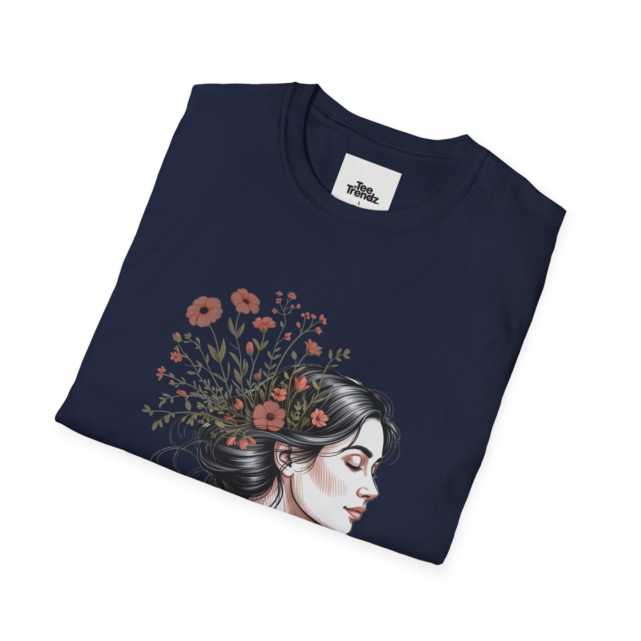 T-Shirt — "Rooted & Wild" Floral Woman Illustration | Boho Nature Tee for Women