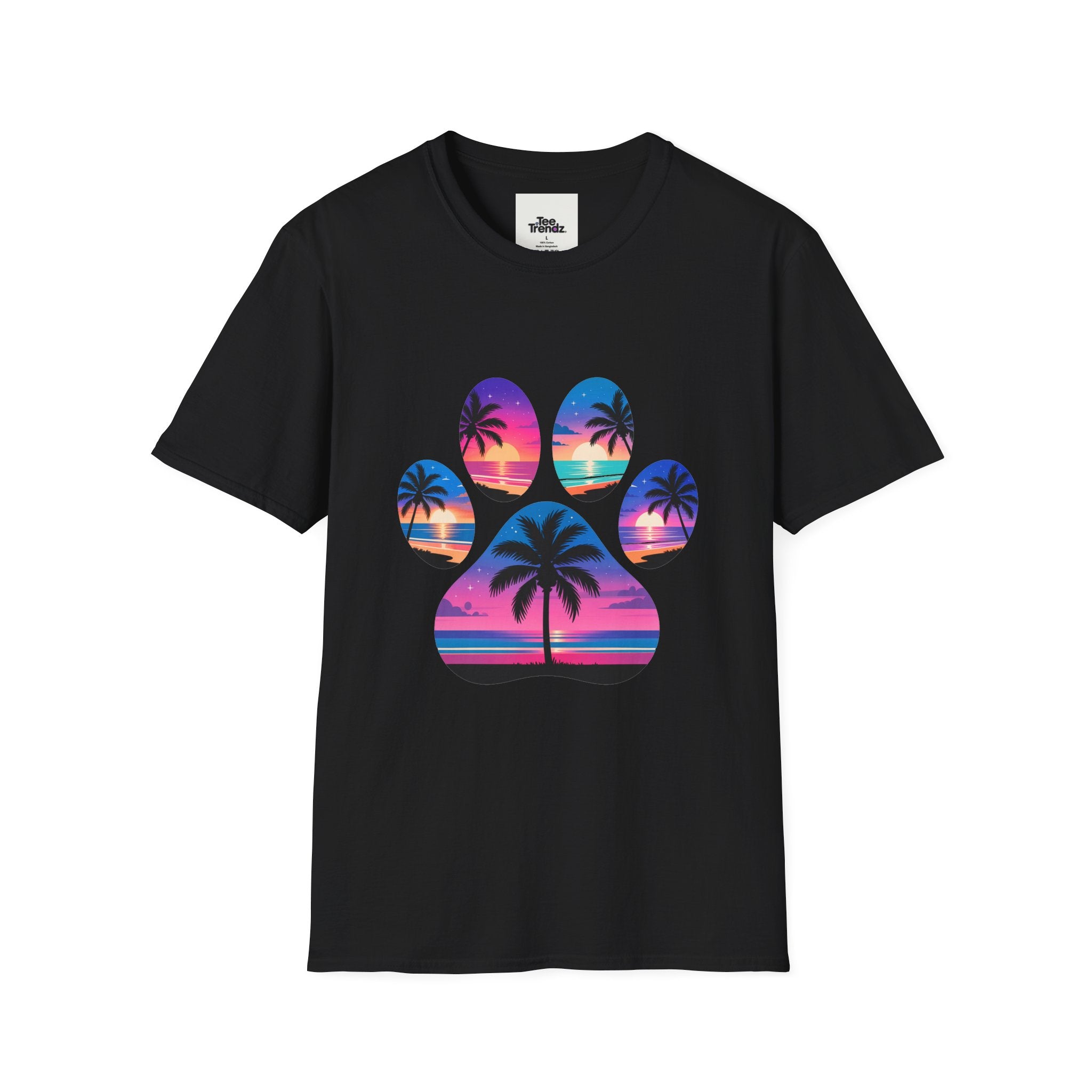 T-Shirt — Tropical Paw Sunset Graphic Tee