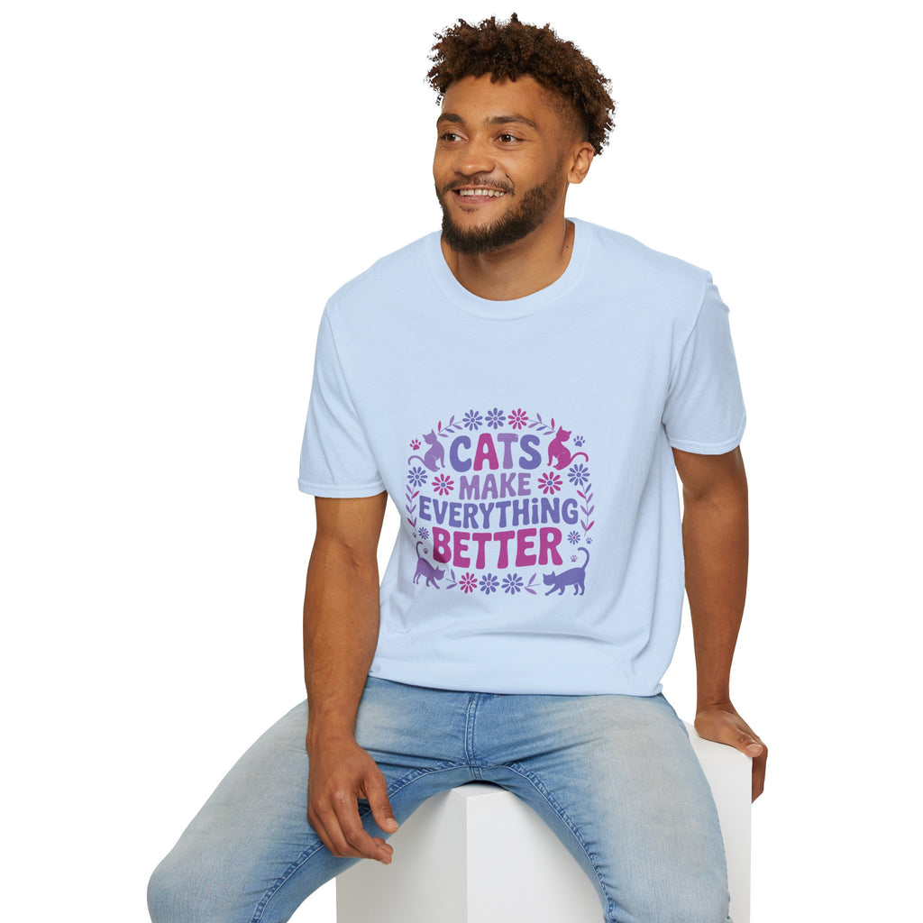 Cats Make Everything Better T-Shirt — Cute Purple Cat Lover Tee