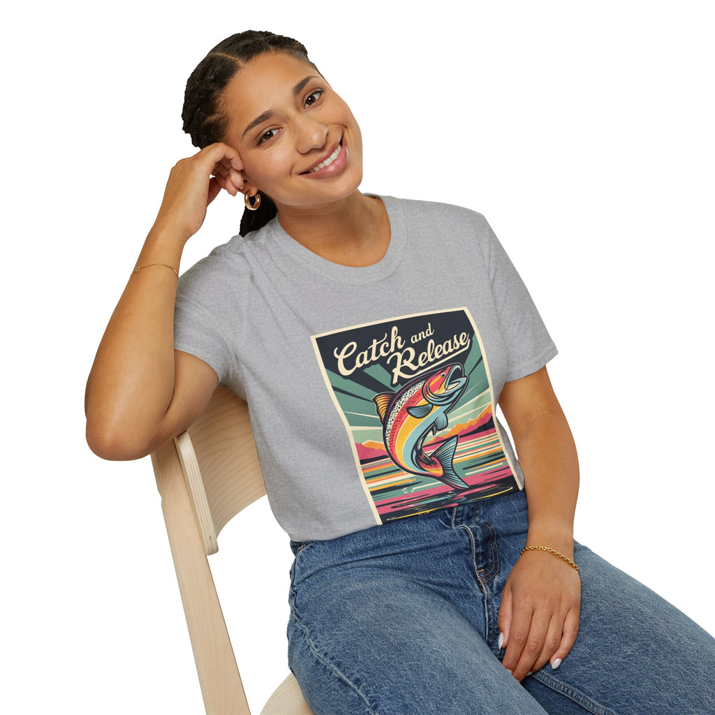 Catch and Release Fishing T-Shirt — Retro Trout Angler Tee