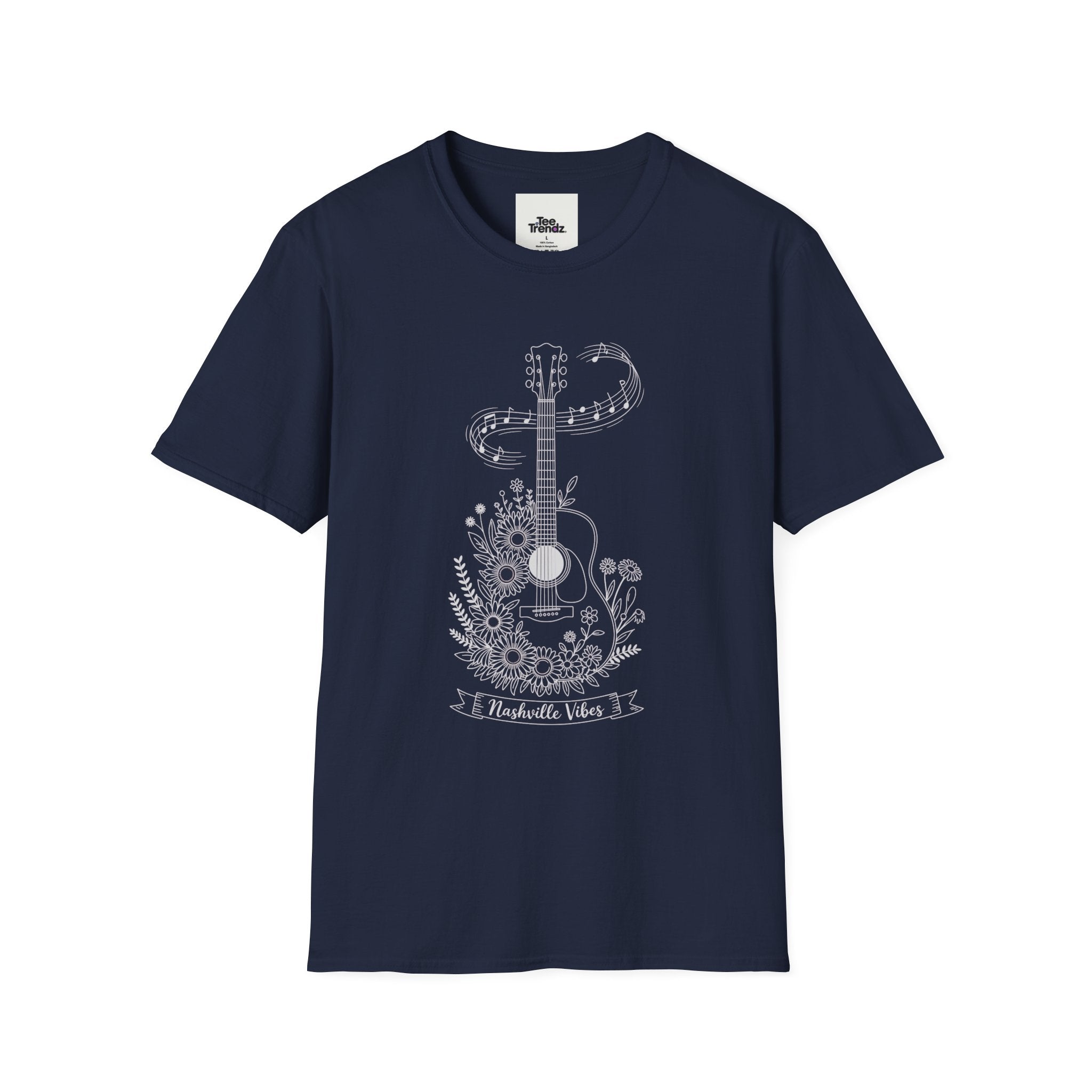 Acoustic Floral Guitar T-Shirt — 'A Heartwide Water I...' Music Tee for Songwriters & Folk Lovers