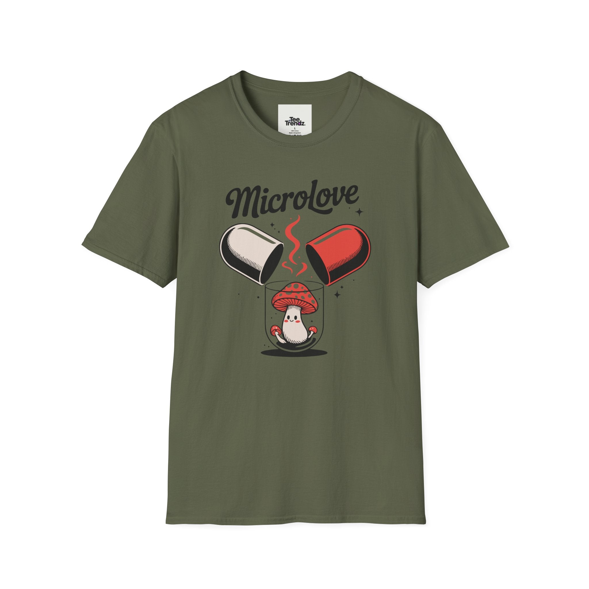 T-Shirt — "Microlove" Cute Mushroom Capsule Graphic Tee