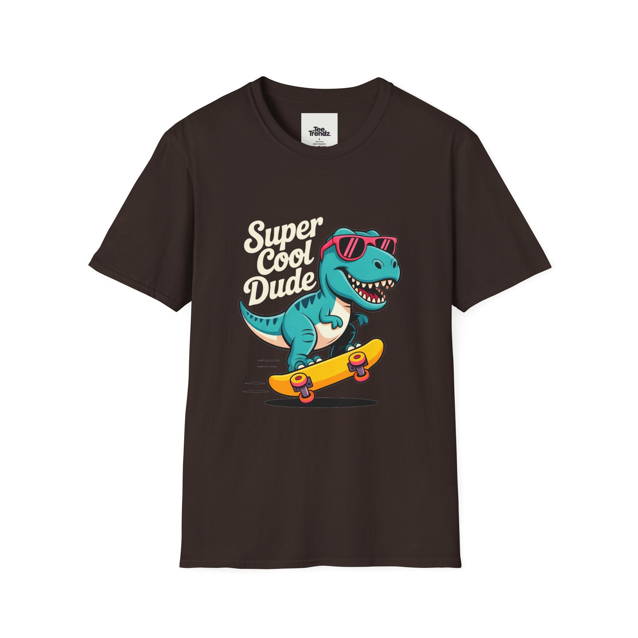 Kids Skateboard T‑Shirt — "Super Cool Dude" Dino Graphic Tee