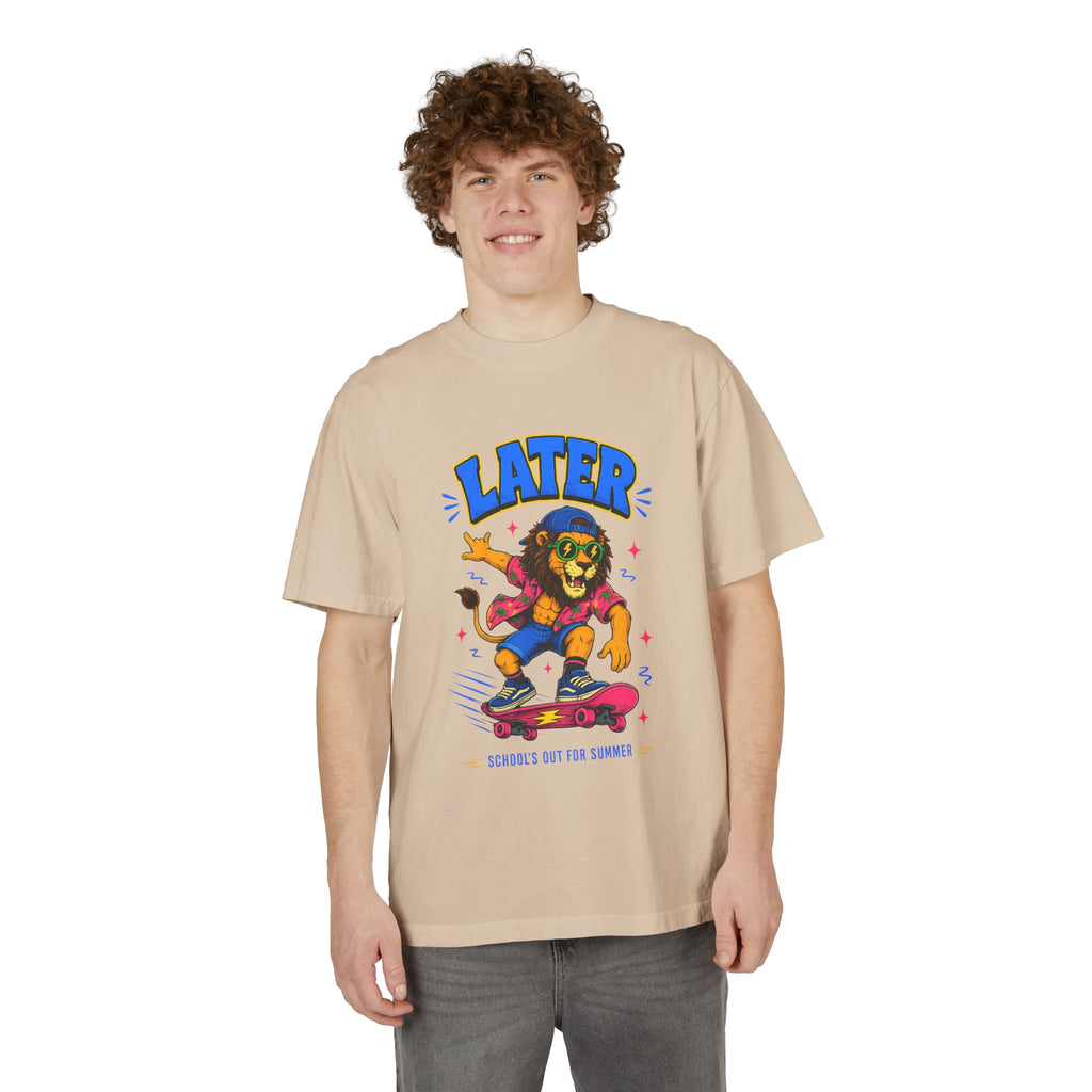 Later Skateboard Lion T-Shirt — "Later" Graphic Tee for Summer Vibes