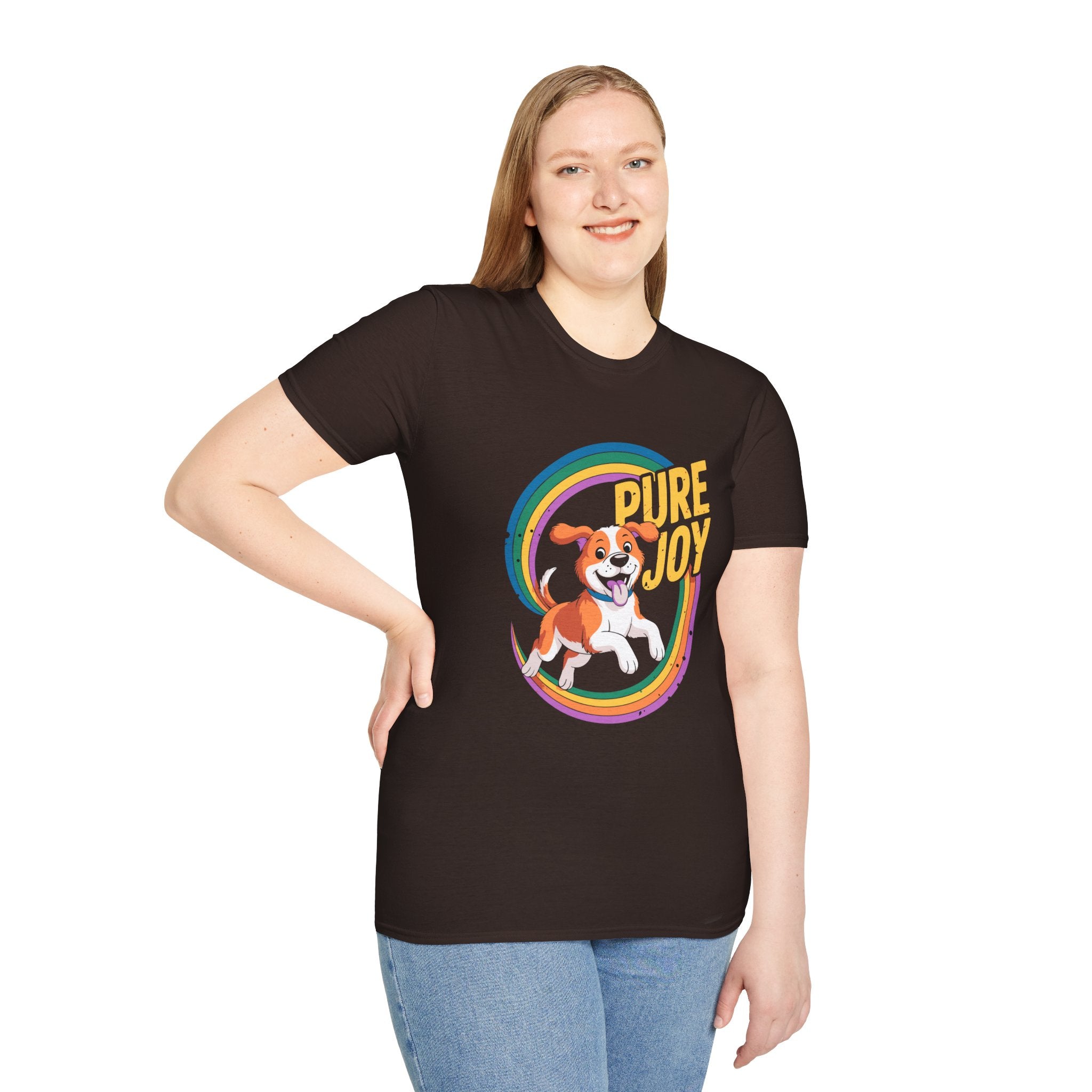 Pure Joy Dog T-Shirt – Playful Beagle Graphic Tee with Rainbow