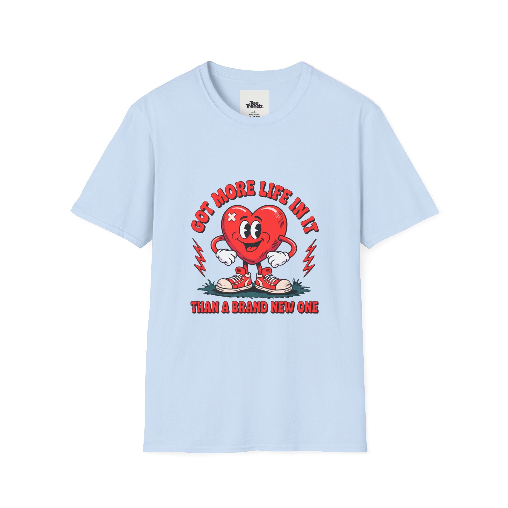 Heart Cartoon T-Shirt — "Got More Life In It Than A Brand New One" Vintage Valentine Tee