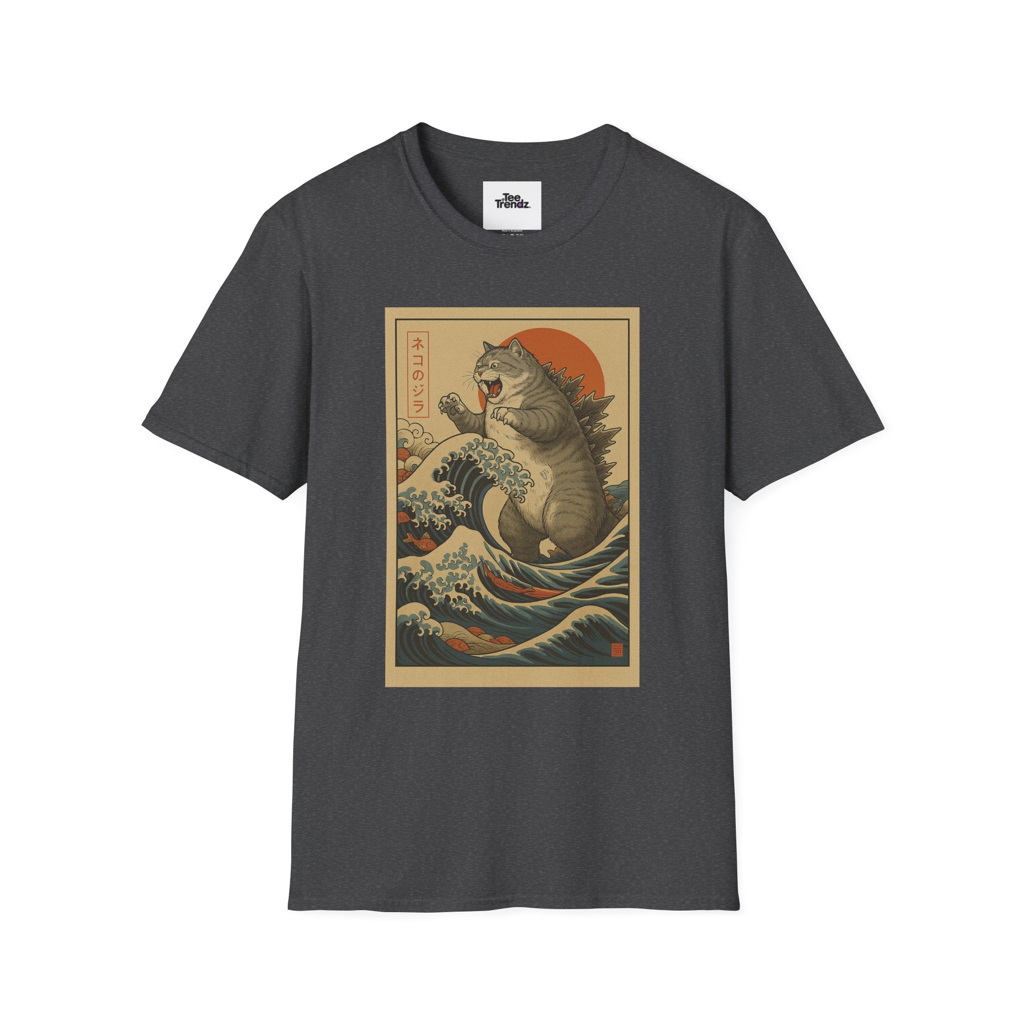 Katana Wave Cat T-Shirt — Vintage Japanese Wave Art Tee