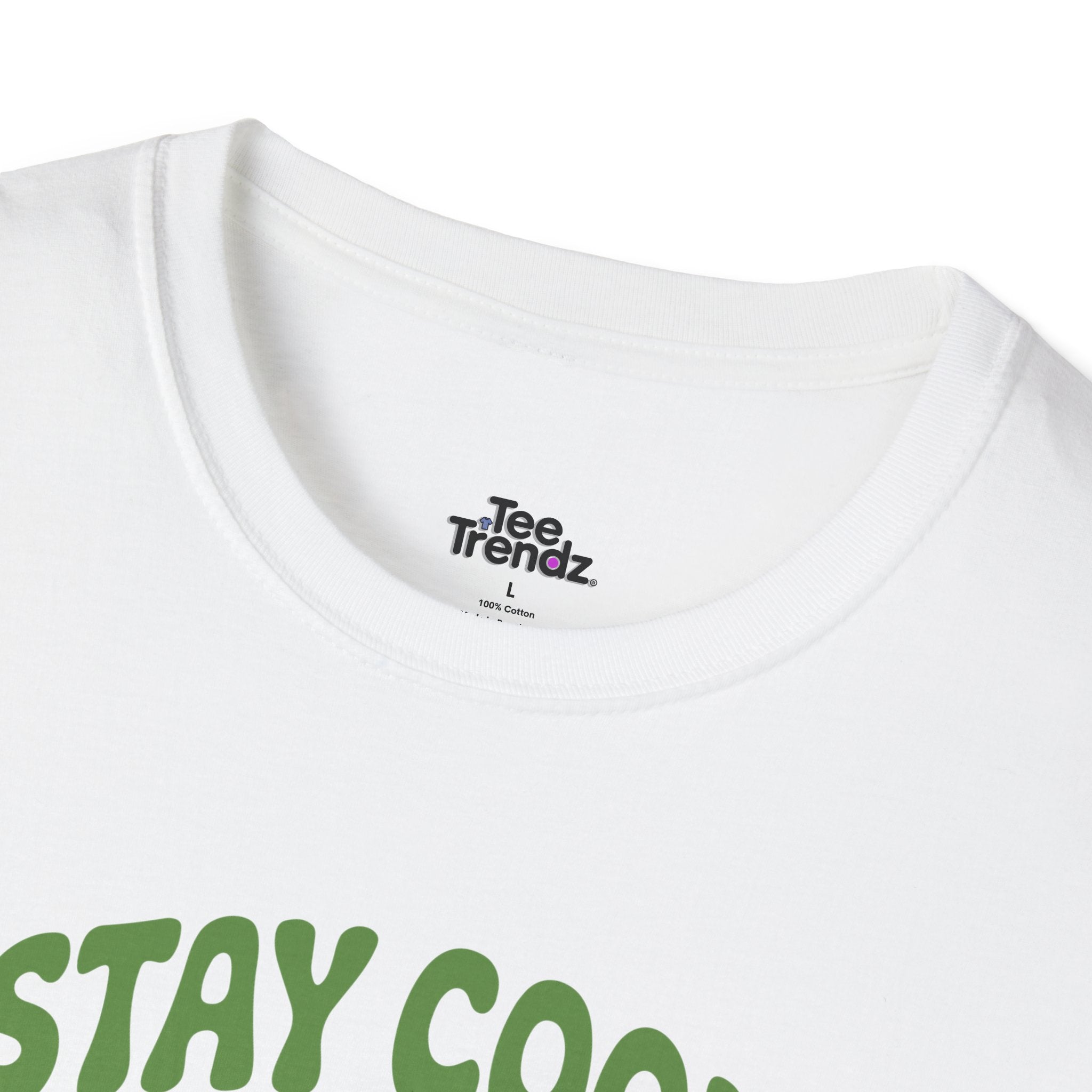 Stay Cool and Healing Graphic T-Shirt — Cute Green Bunny Peace Tee