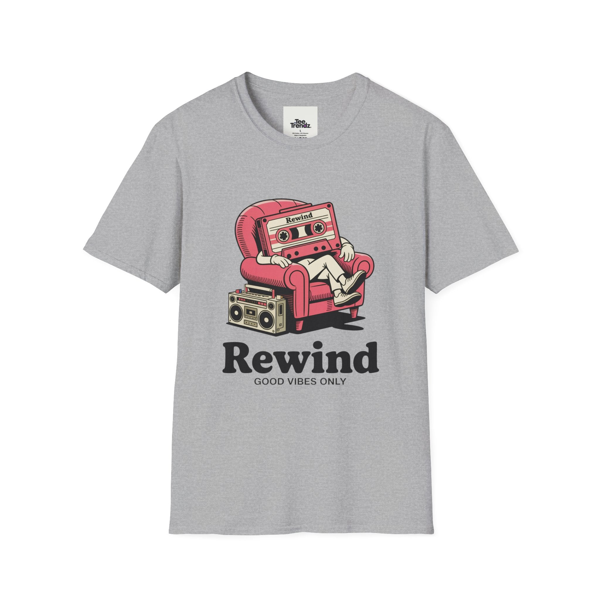 T-Shirt — "Rewind: Good Vibes Only" Retro Cassette Graphic Tee