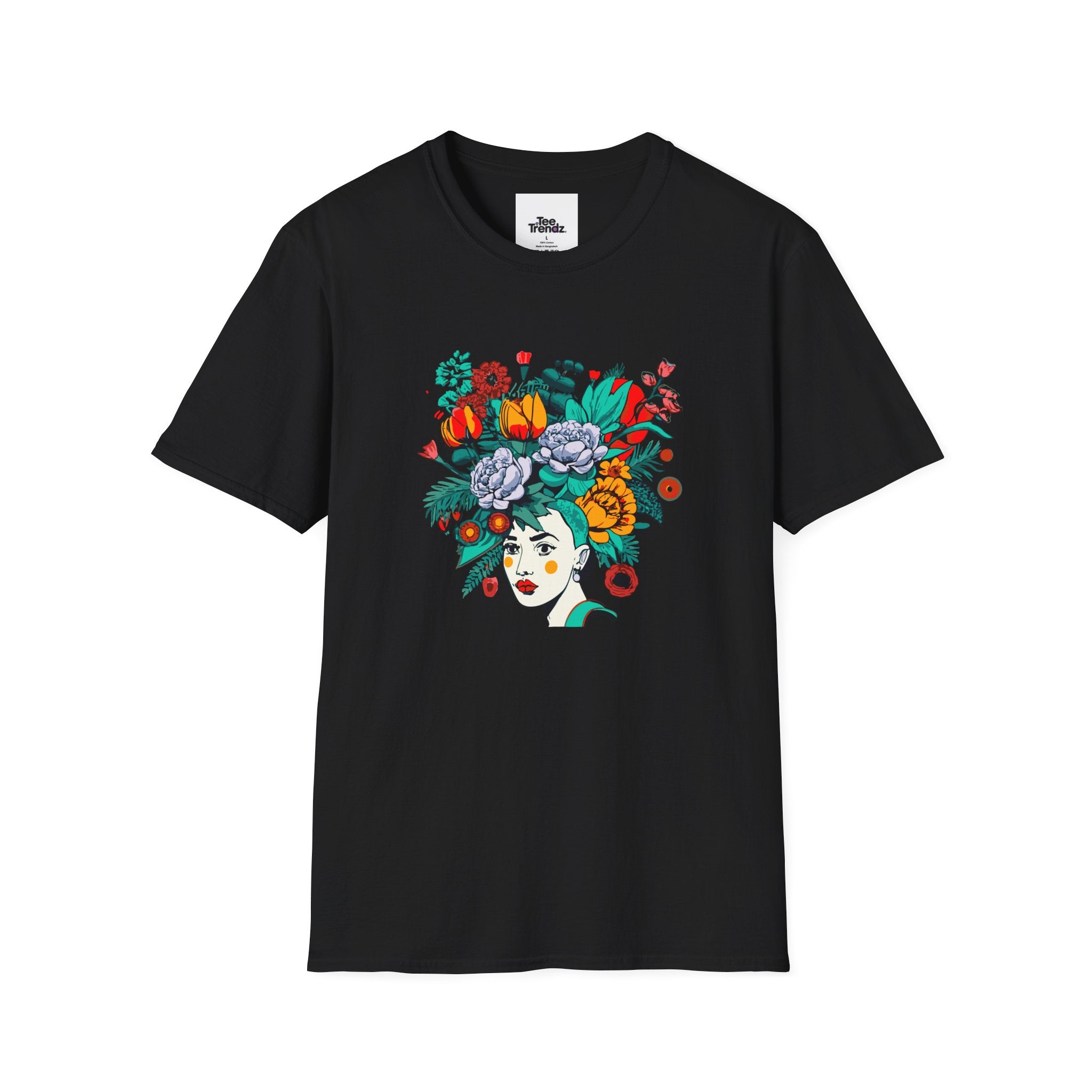 Floral Frida-Inspired Portrait T-Shirt