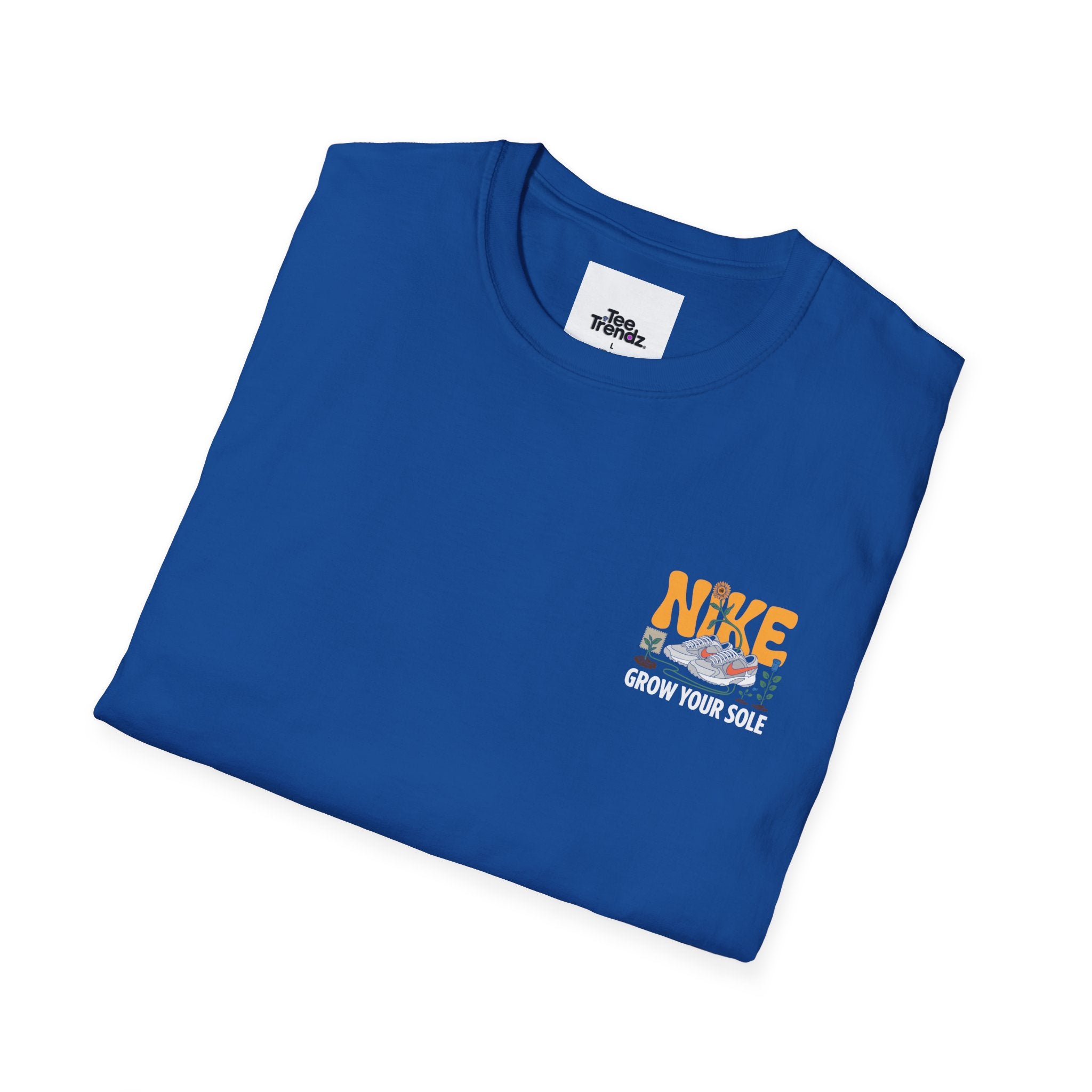 Graphic T‑Shirt — "Grow Your Sole" Retro Sneaker Pocket Design