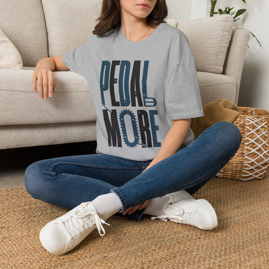 Pedal More T‑Shirt — Cycling Graphic Tee with Bike Pedal & Gear Design