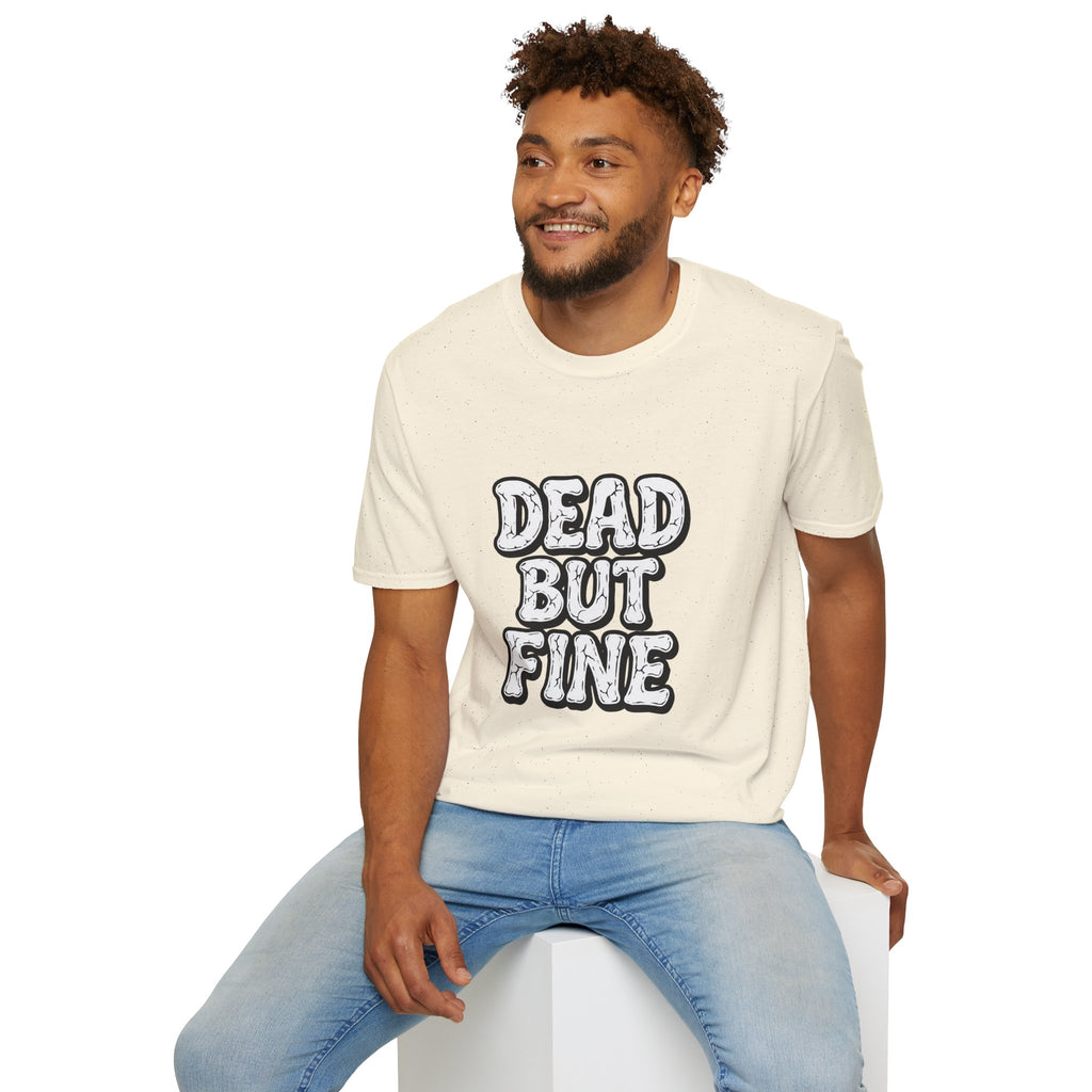 T-Shirt — "Dead But Fine" Gothic Bubble Letter Tee