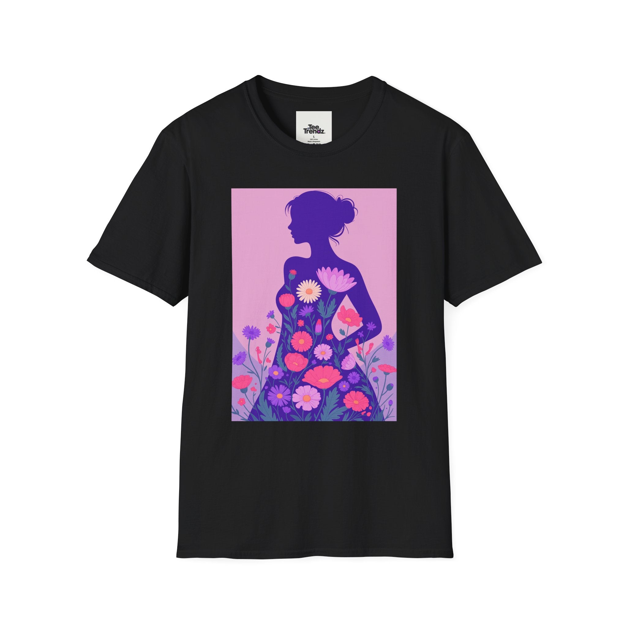 Floral Silhouette T-Shirt — Woman in Bloom Graphic Tee