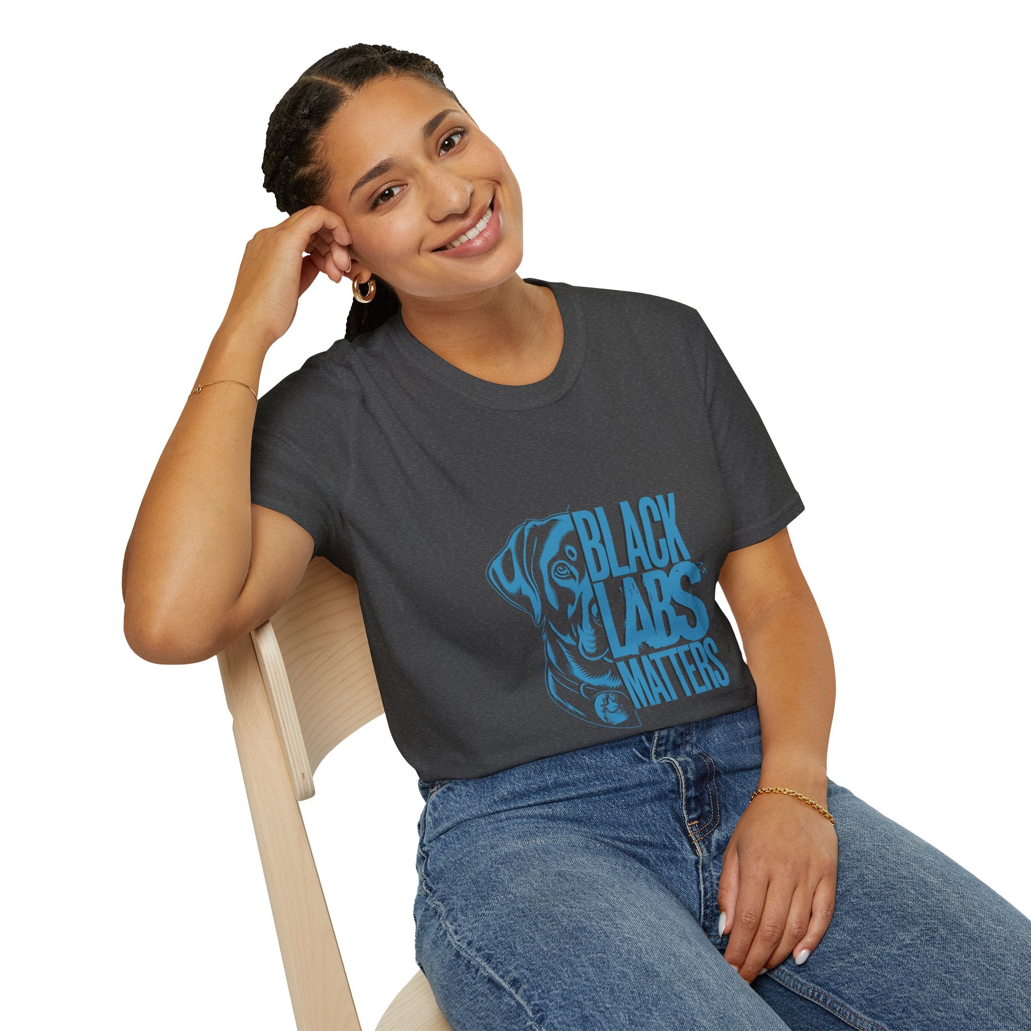 Black Labs Matter T‑Shirt — Blue Graphic Labrador Rescue Tee