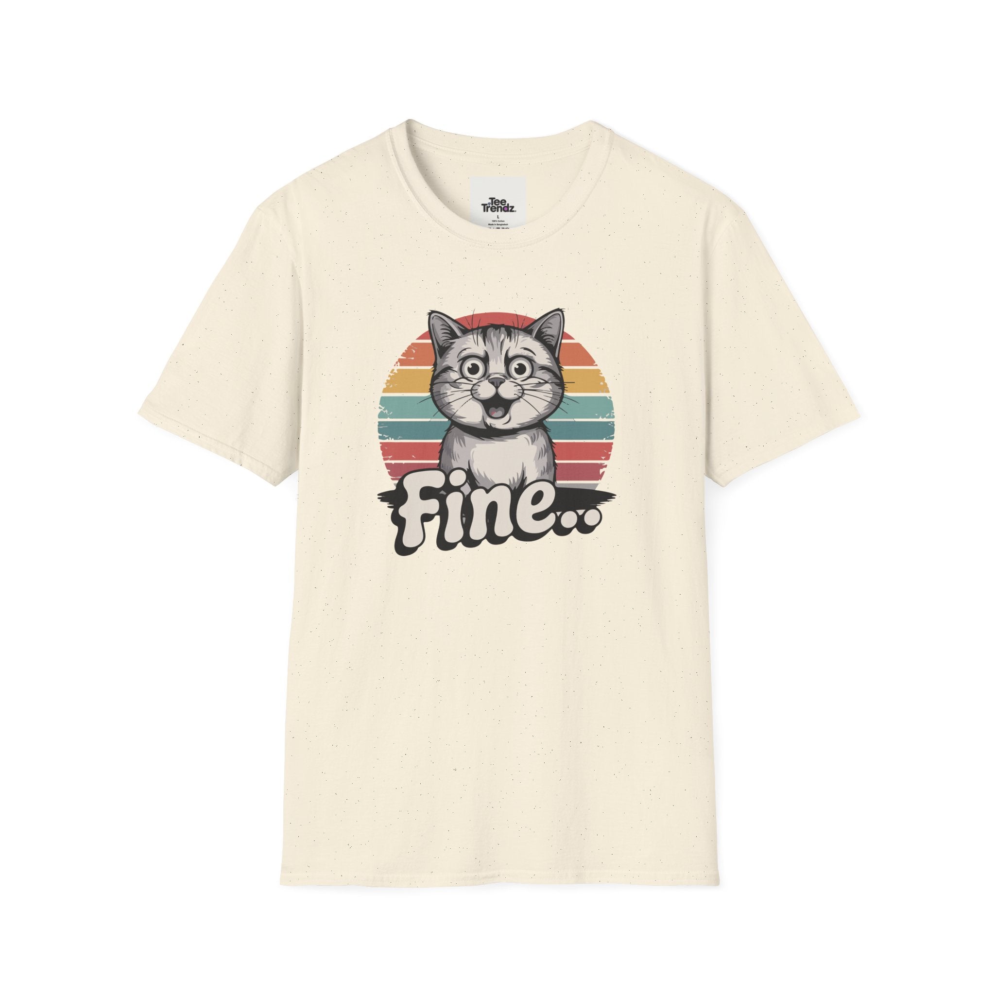 Fine… Cat T-Shirt — Retro Striped Cute Kitty Graphic Tee