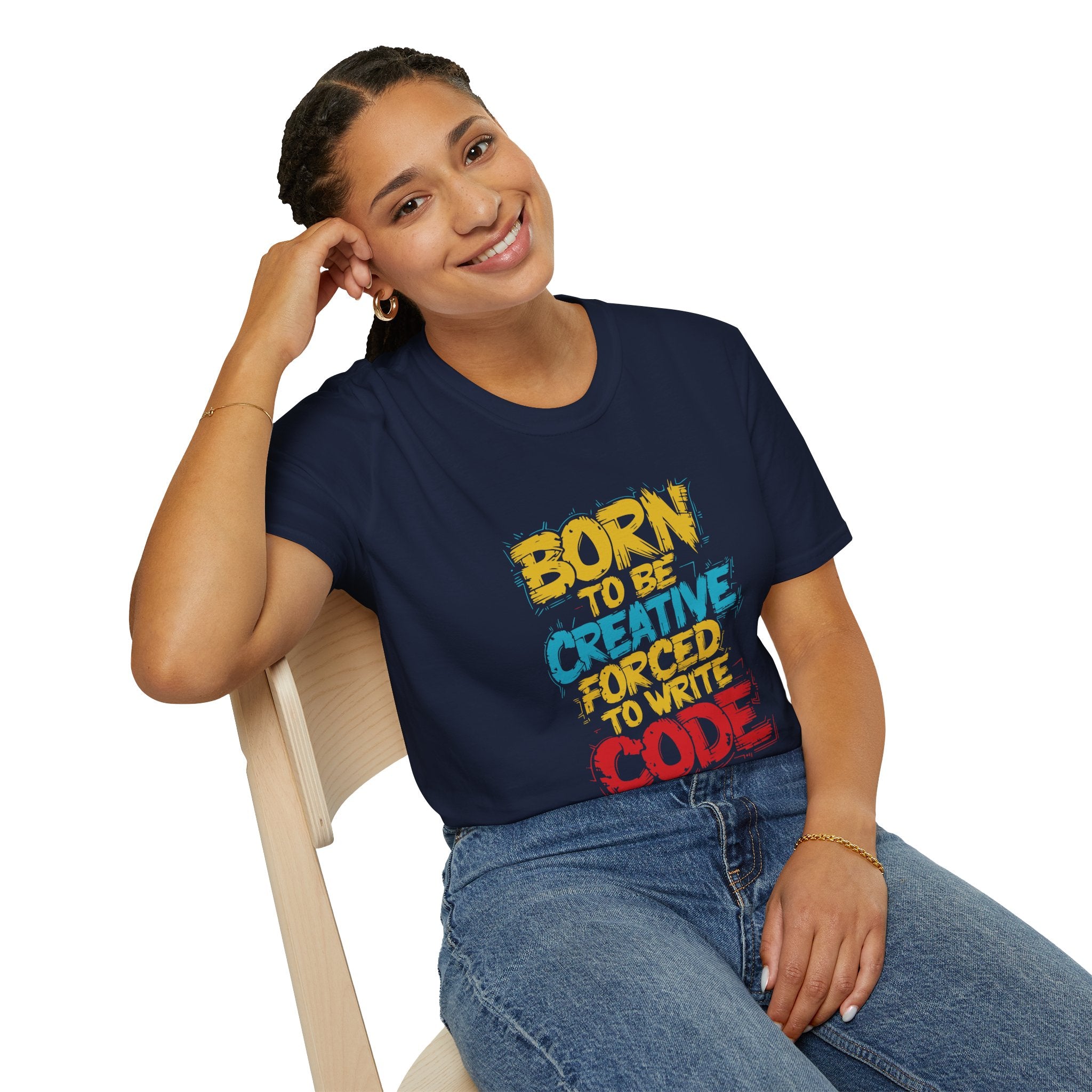T-Shirt — "Born to Be Creative, Forced to Write Code" Developer Tee