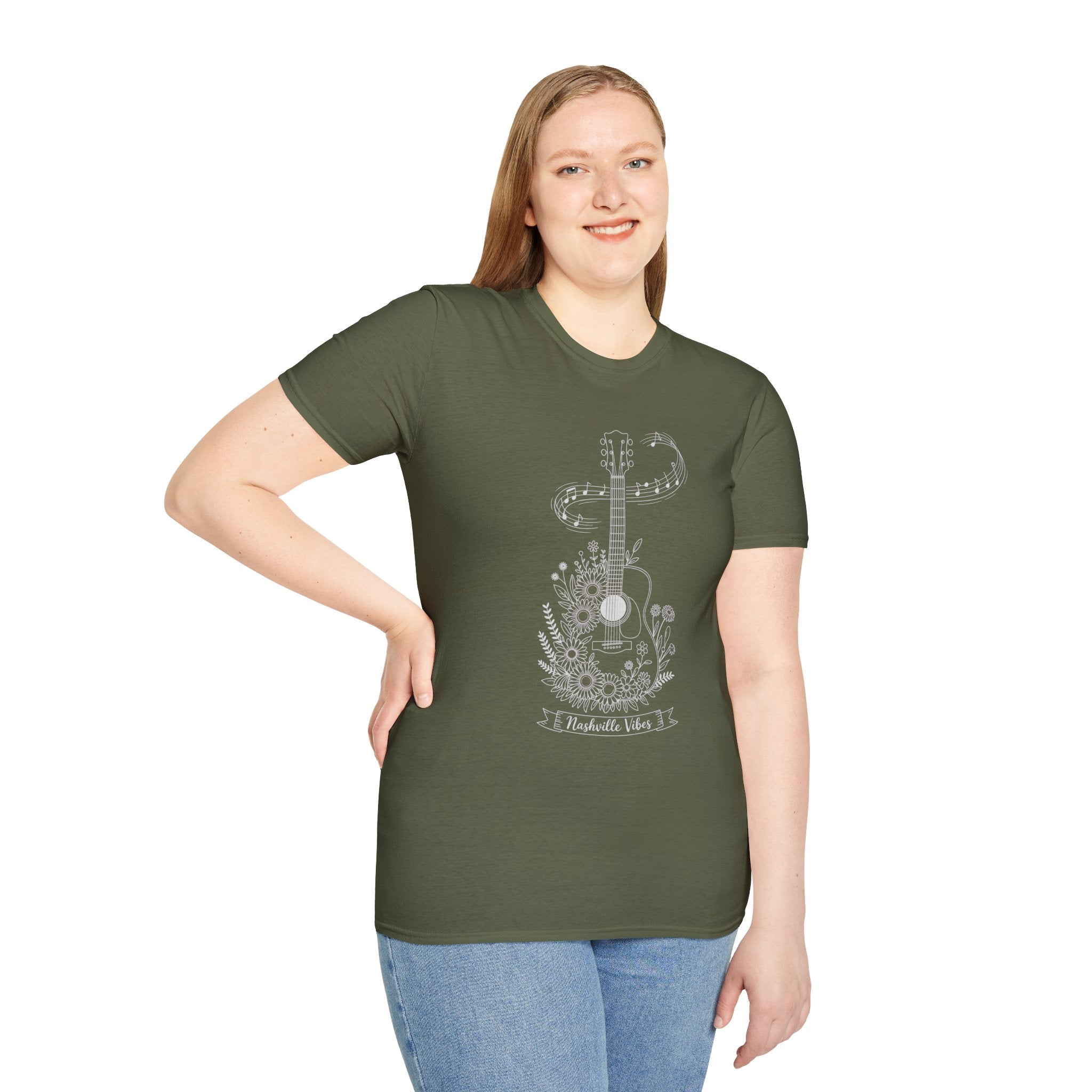 Acoustic Floral Guitar T-Shirt — 'A Heartwide Water I...' Music Tee for Songwriters & Folk Lovers