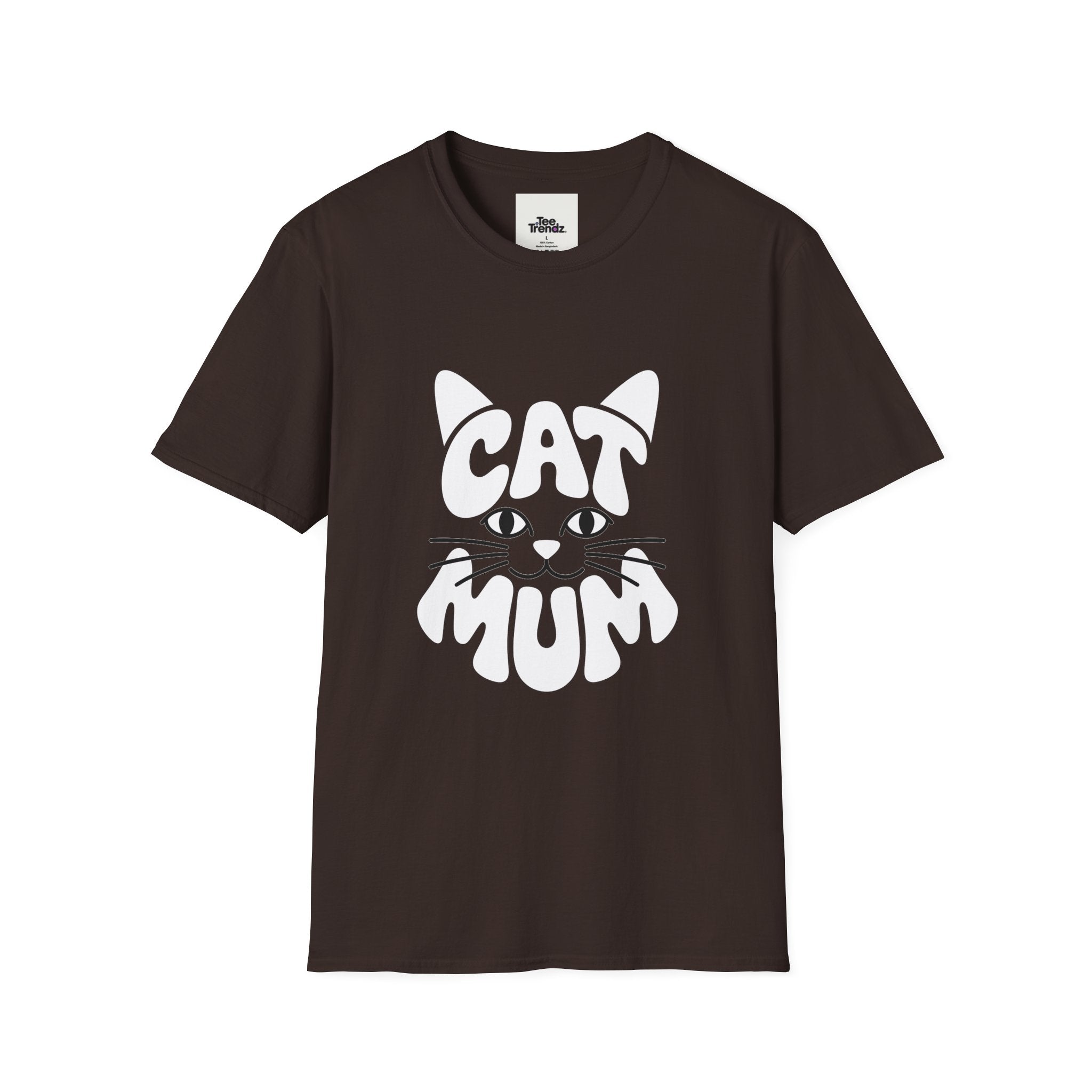 Cat Mum T-Shirt — Cute Purple Cat Face Tee for Cat Moms, Mother’s Day Gift