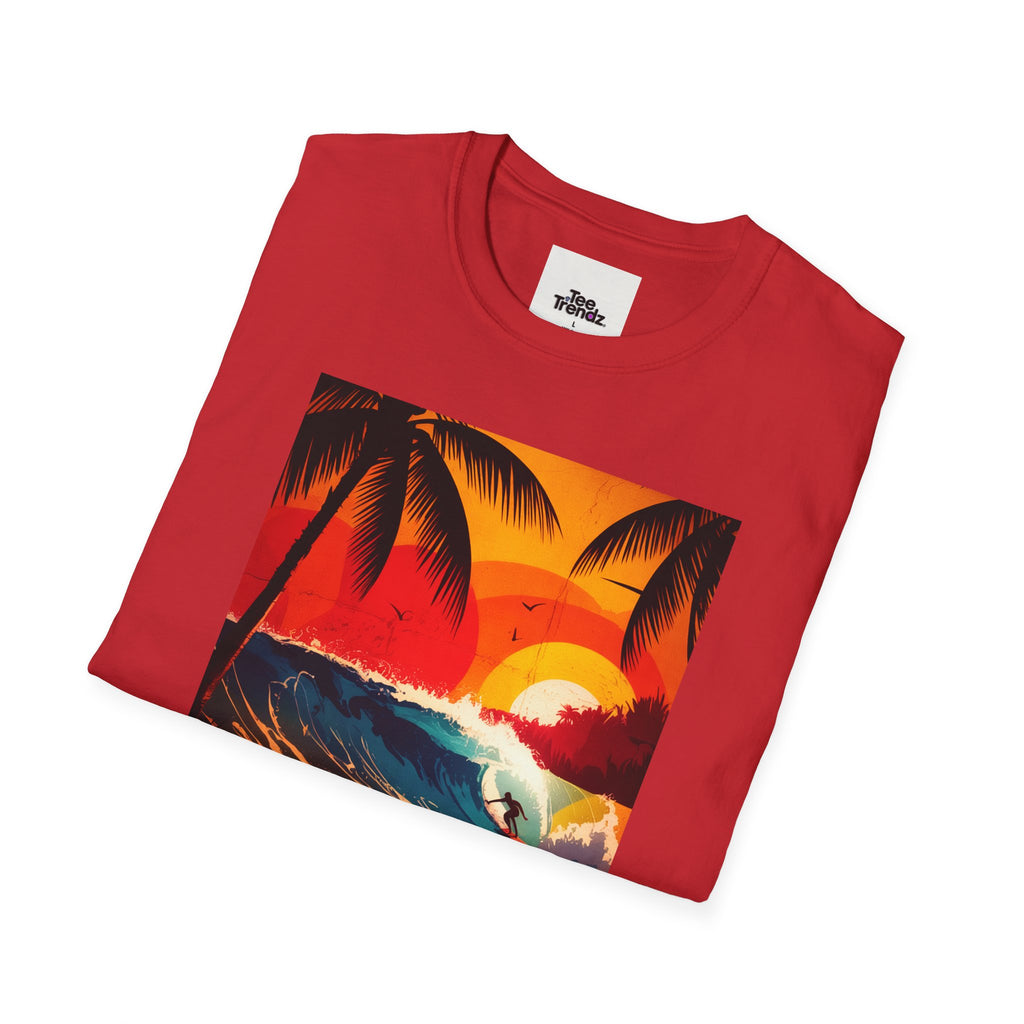 Summer Vibes Surf T-Shirt — Retro Sunset Palm Beach Tee