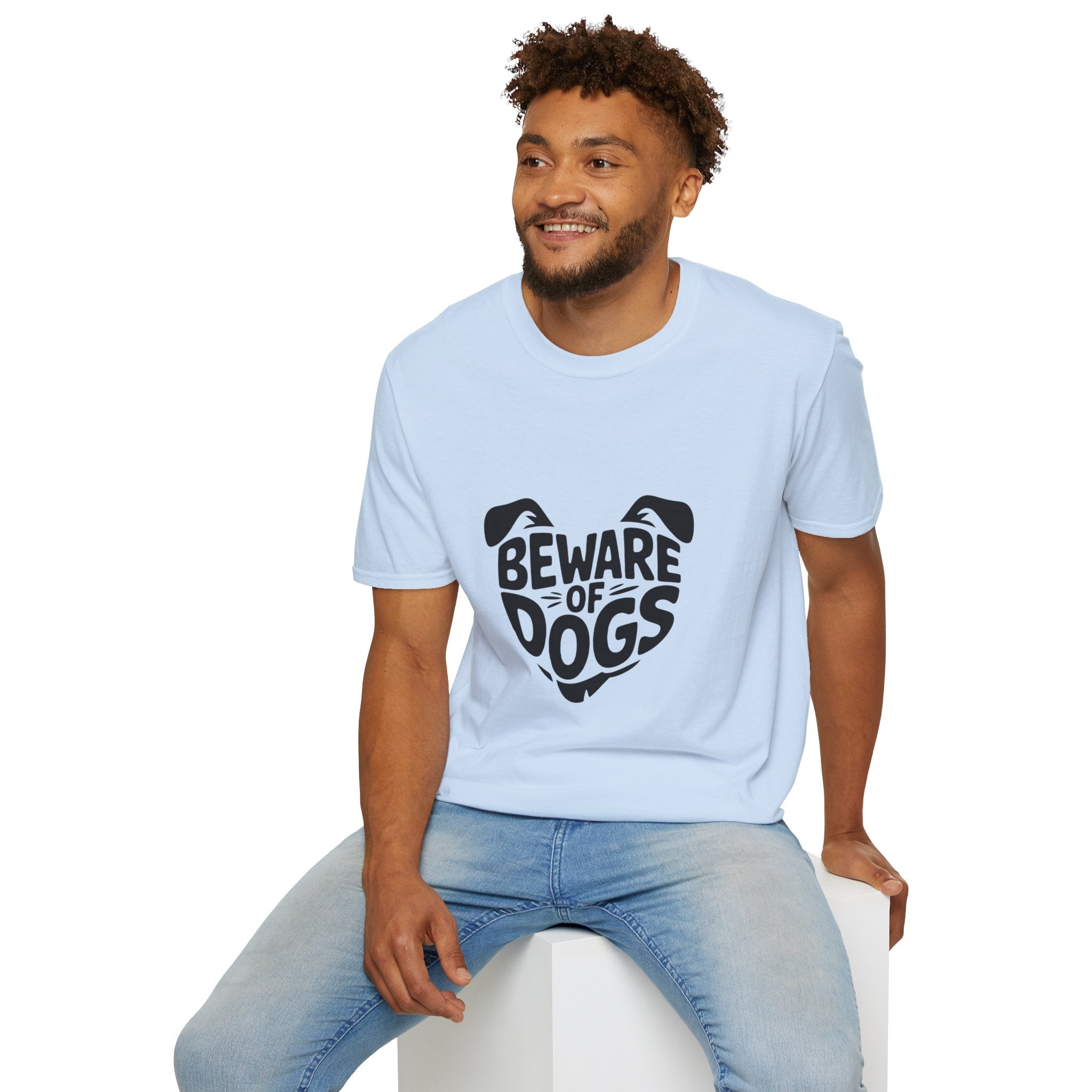 Beware of Dogs T-Shirt — Cute Dog Face Graphic Tee for Dog Lovers