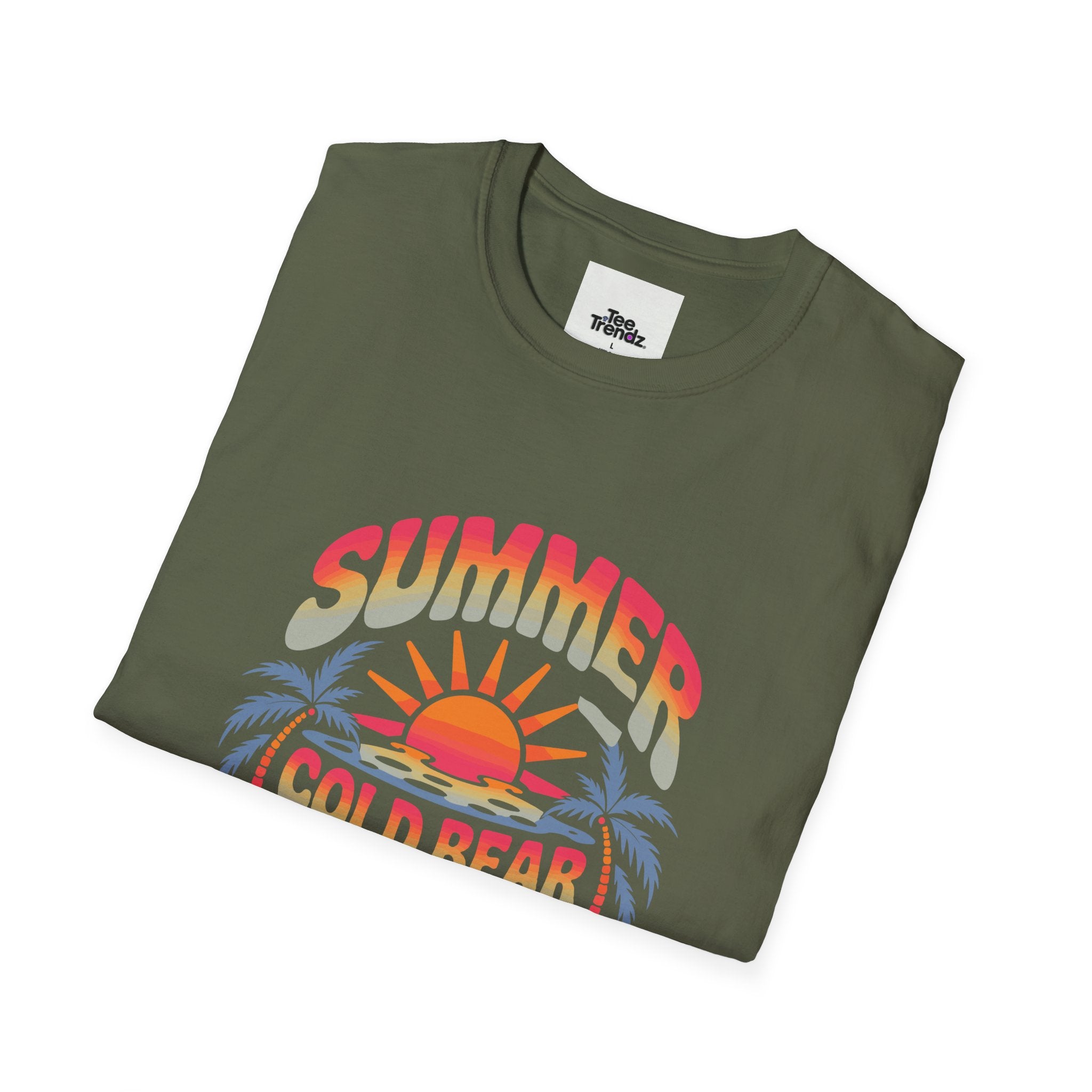 Summer Graphic T-Shirt — "Cold Bear Hot Sun" Retro Beach Tee
