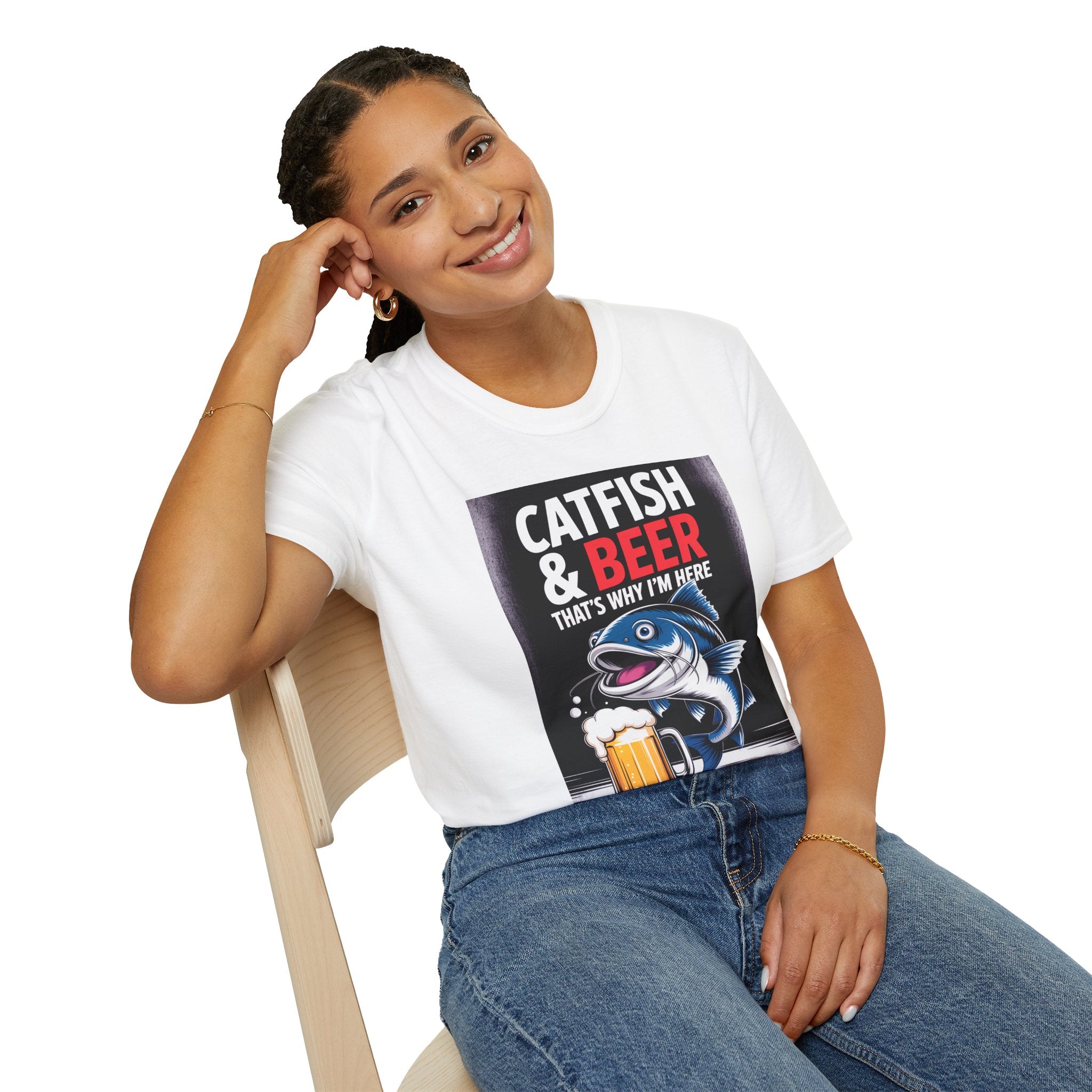 Catfish & Beer T-Shirt — Funny Fishing Shirt with Beer Graphic