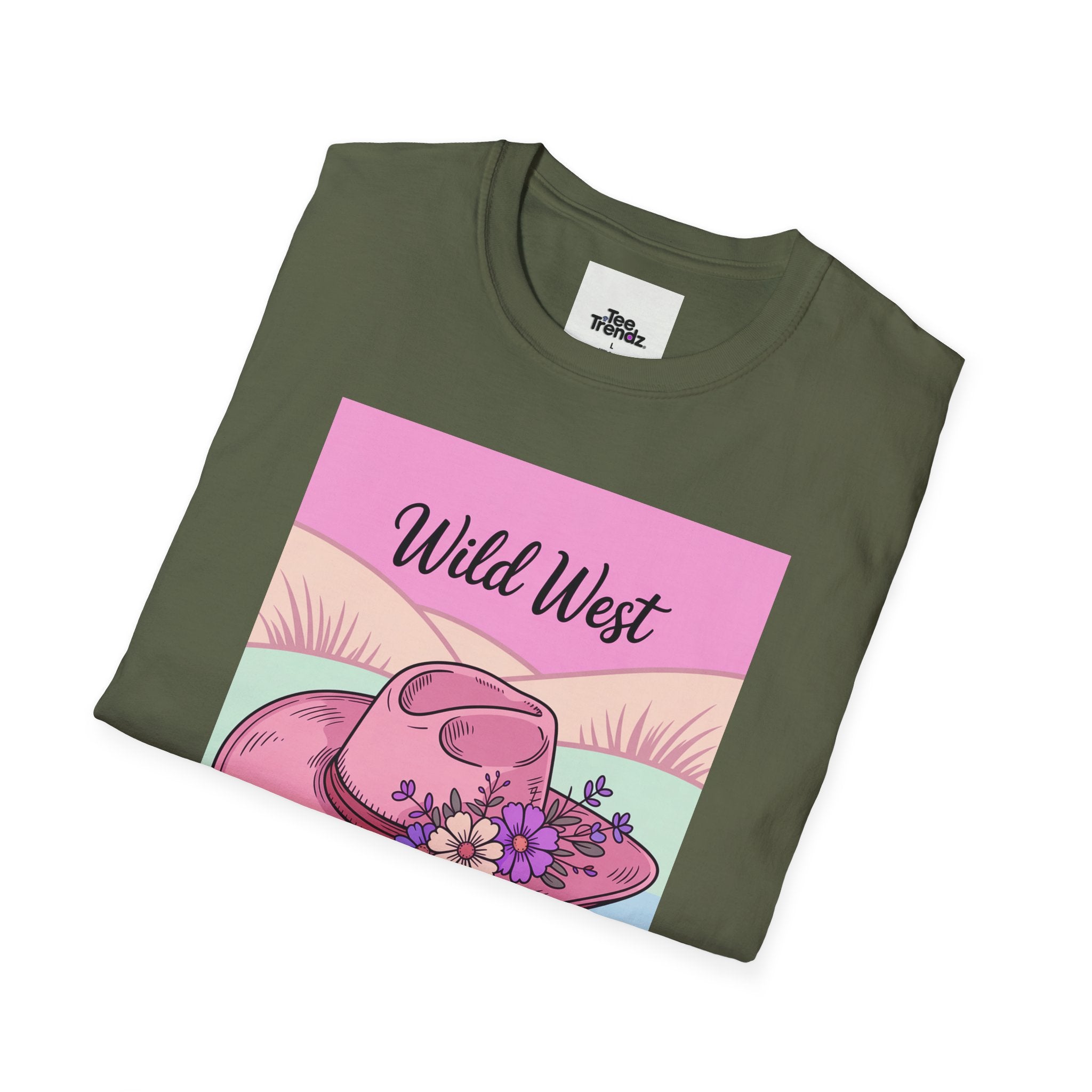 Wild West Pink Cowboy Hat T-Shirt — Floral Western Graphic Tee