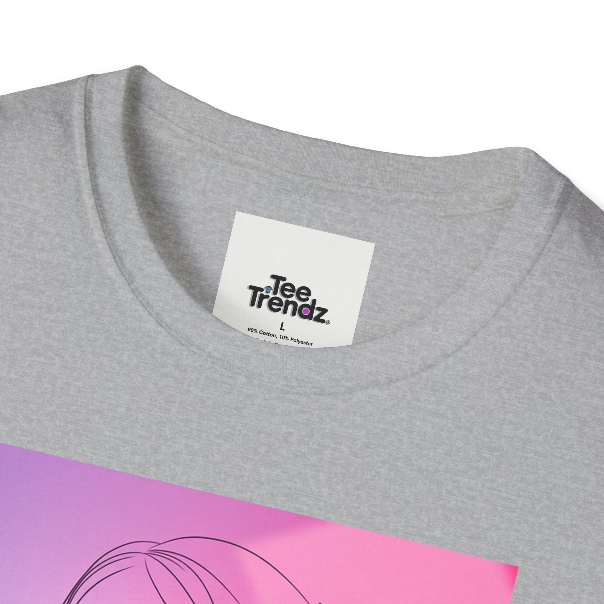 Floral Muse Tee — Pink to Blue Gradient Sunflower Portrait T-Shirt