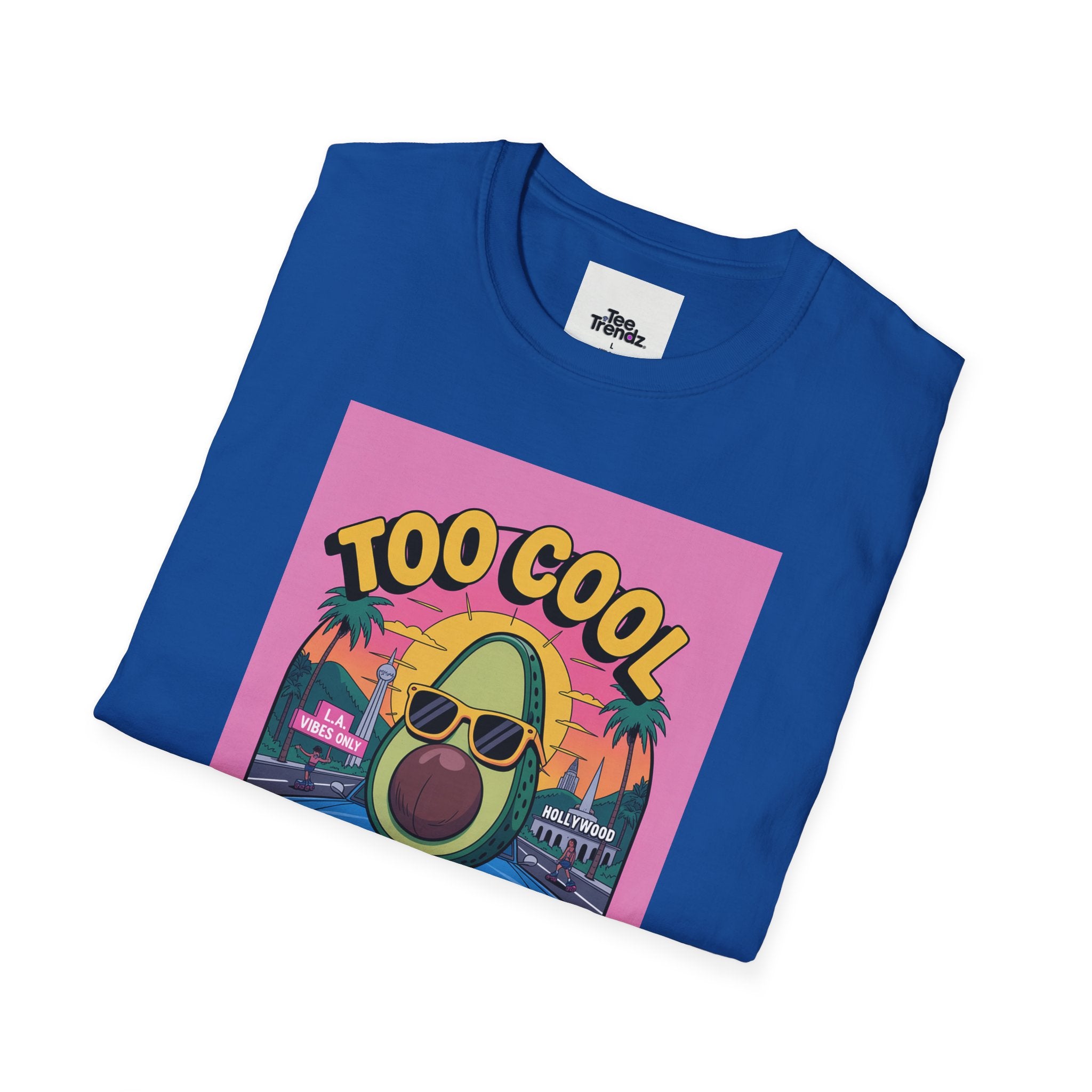 Too Cool for Traffic Avocado Tee — Retro Beach Car Graphic T-Shirt