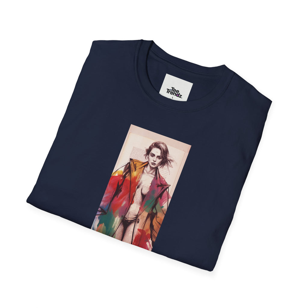 Fashion Illustration Tee — Colorful Watercolor Model Graphic T-Shirt