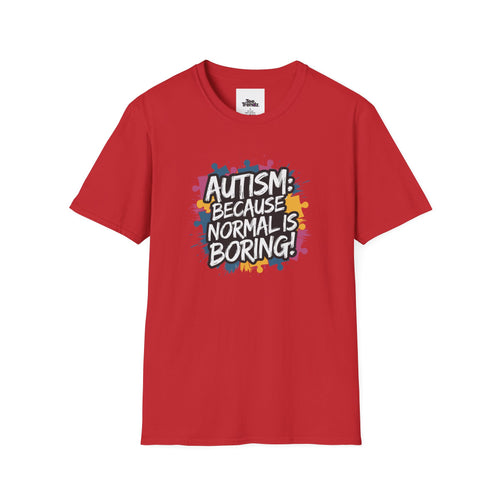 Autism Because Normal Is Boring T-Shirt — Colorful Puzzle Piece Awareness Tee