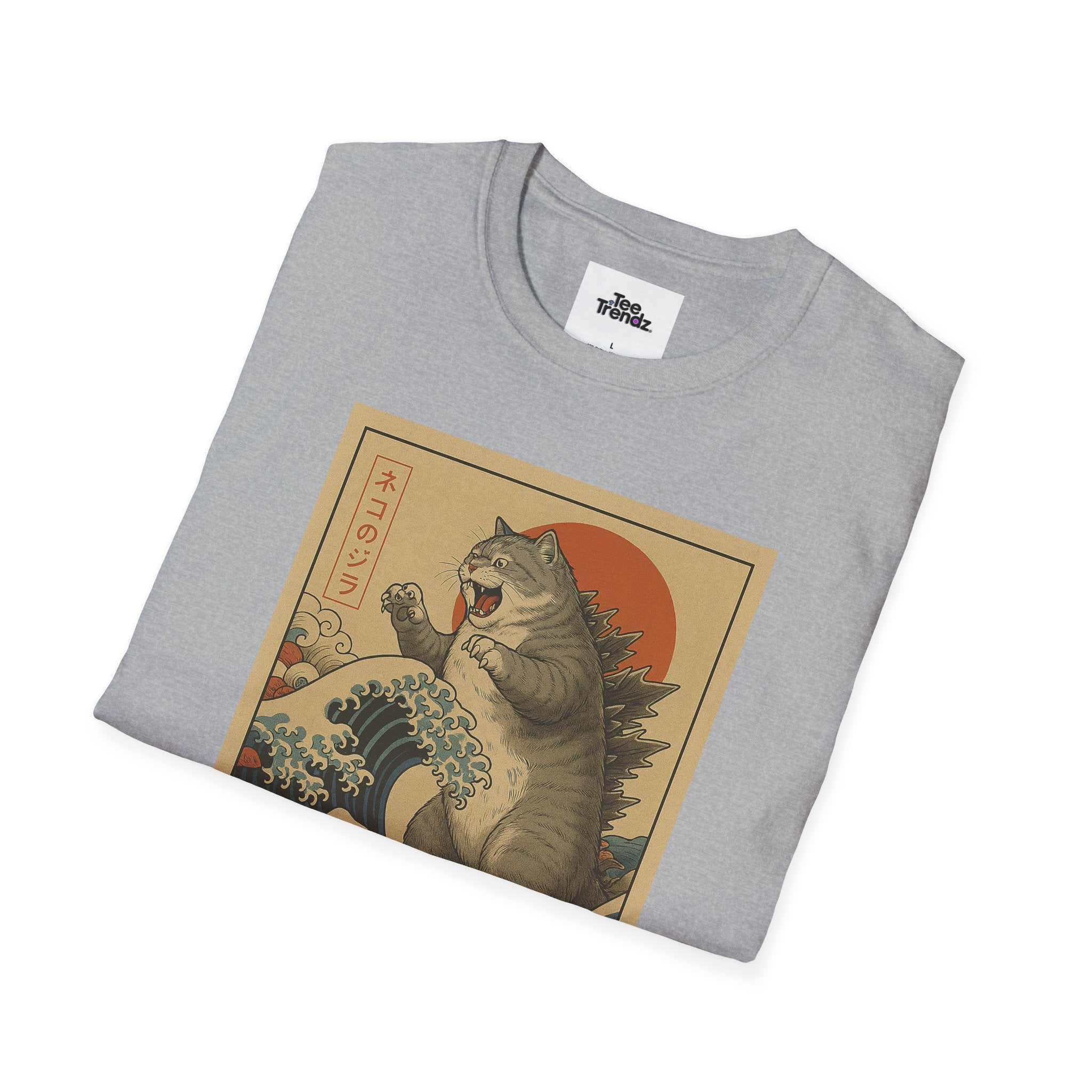 Katana Wave Cat T-Shirt — Vintage Japanese Wave Art Tee