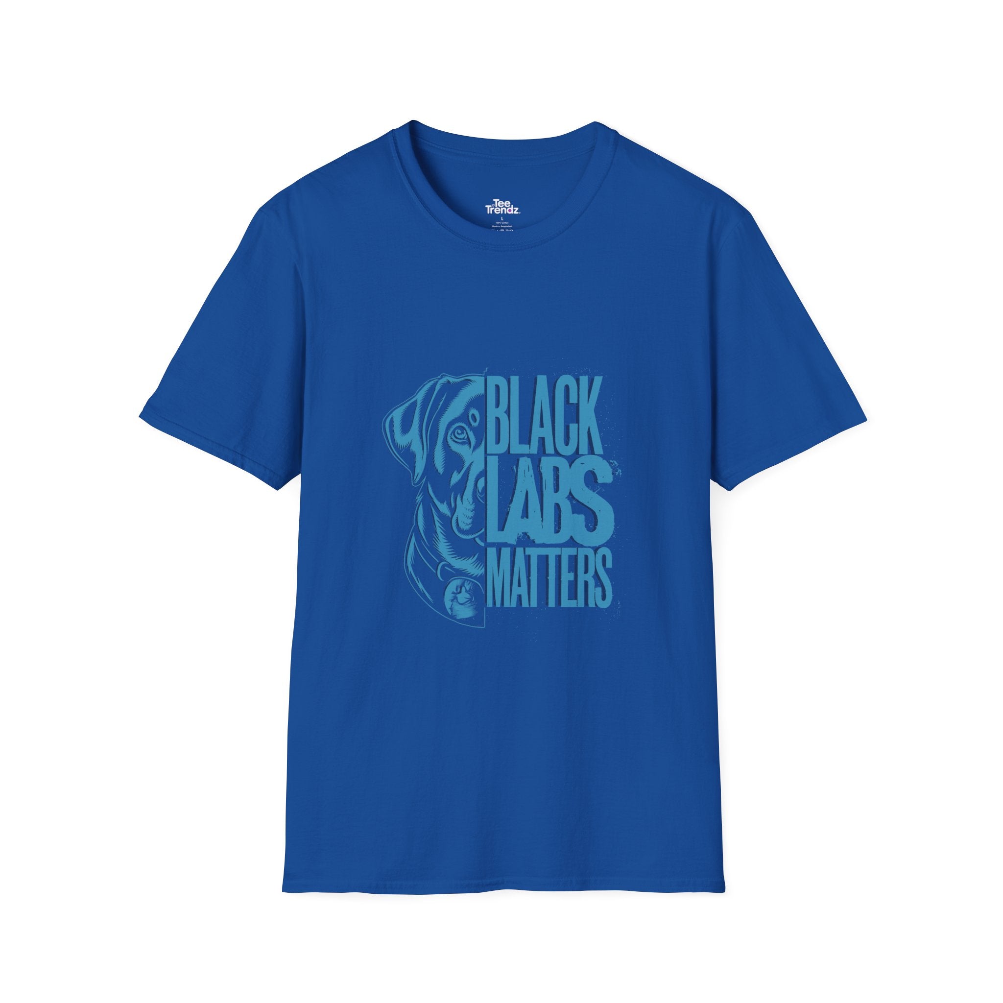 Black Labs Matter T‑Shirt — Blue Graphic Labrador Rescue Tee