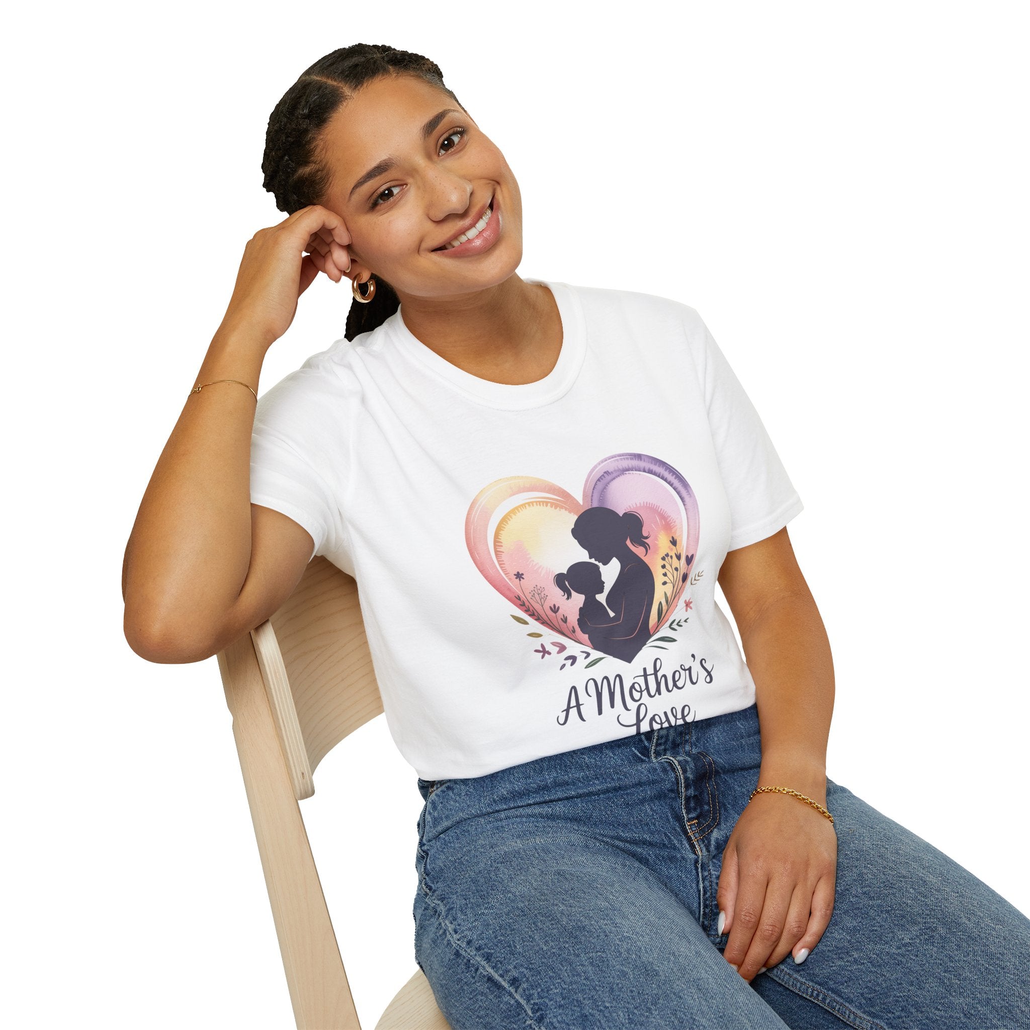 Mother's Love T-Shirt — Silhouette Heart Mom & Child Graphic (Mother's Day Gift)