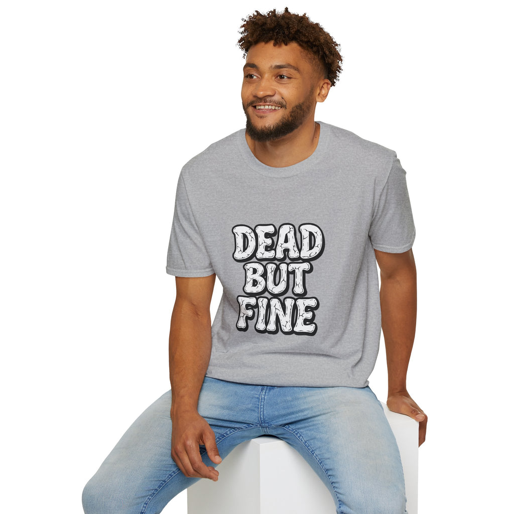 T-Shirt — "Dead But Fine" Gothic Bubble Letter Tee
