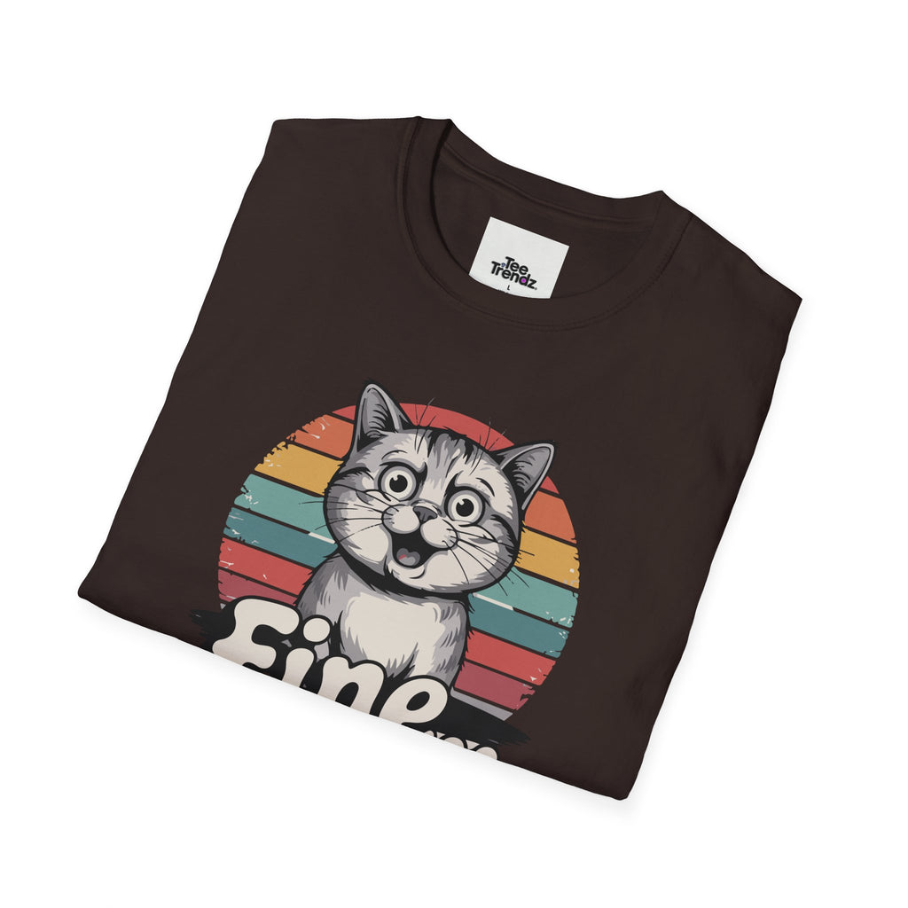 Fine… Cat T-Shirt — Retro Striped Cute Kitty Graphic Tee