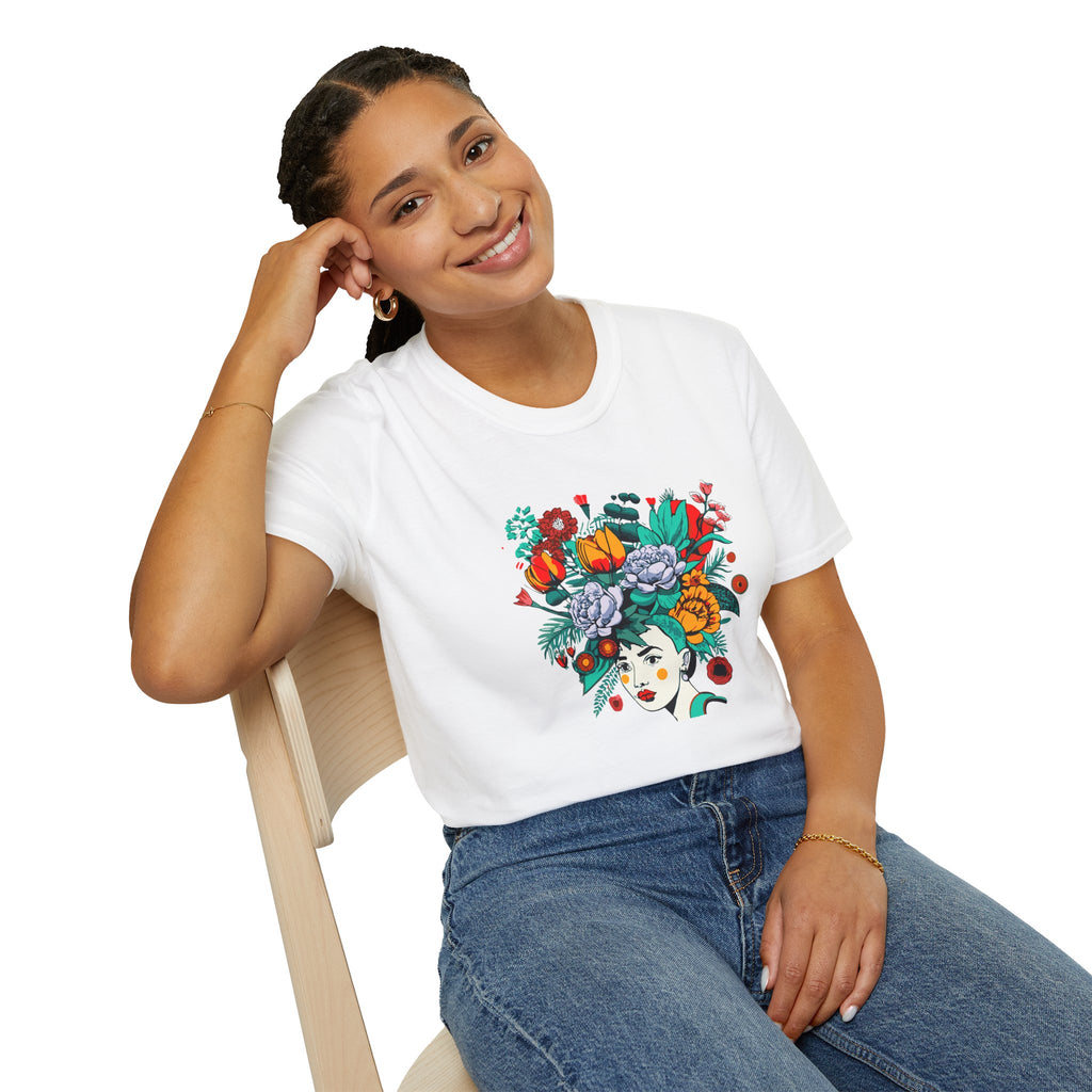 Floral Frida-Inspired Portrait T-Shirt