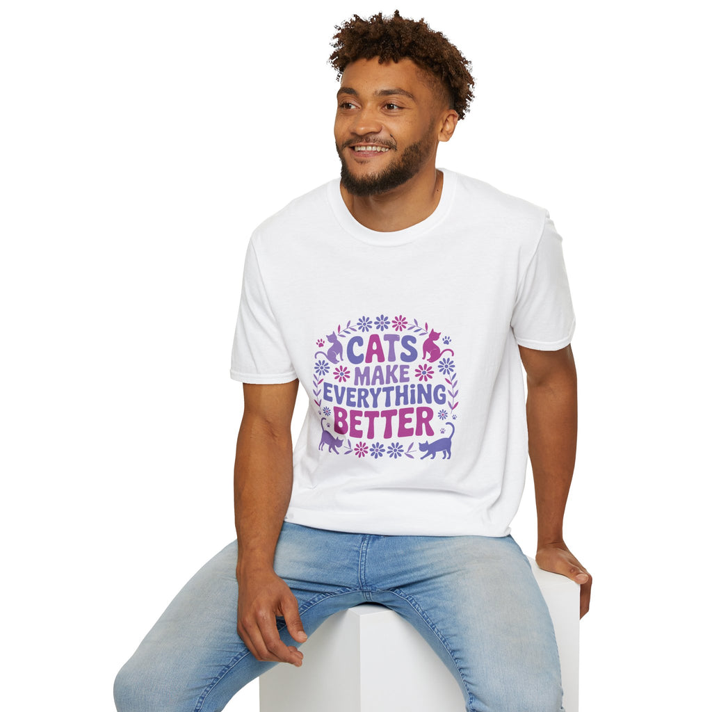 Cats Make Everything Better T-Shirt — Cute Purple Cat Lover Tee