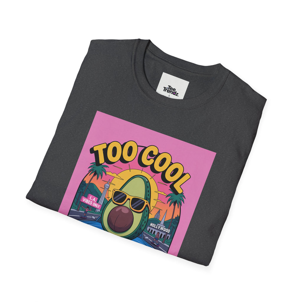 Too Cool for Traffic Avocado Tee — Retro Beach Car Graphic T-Shirt