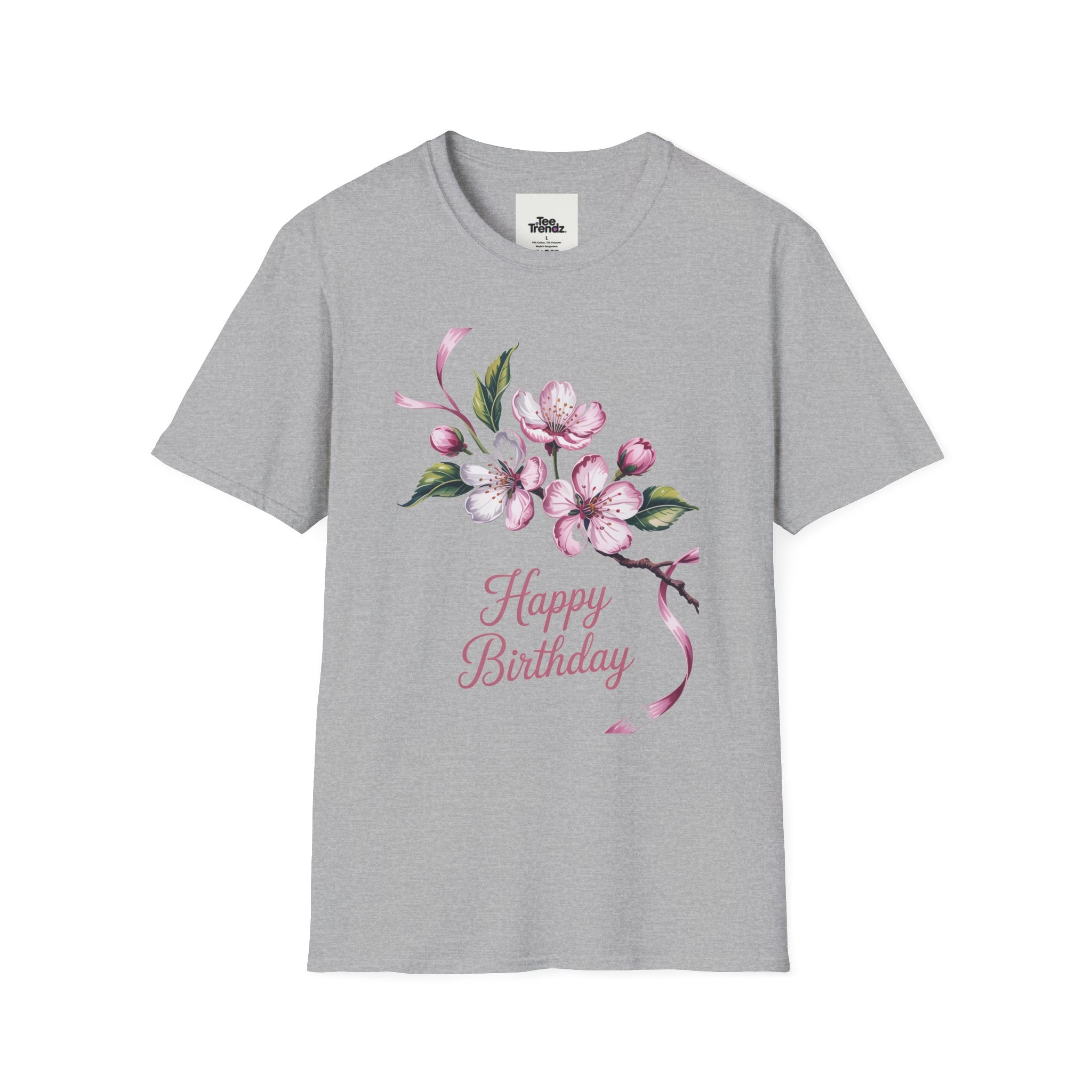 Happy Birthday Floral T-Shirt — Pink Blossom Birthday Tee