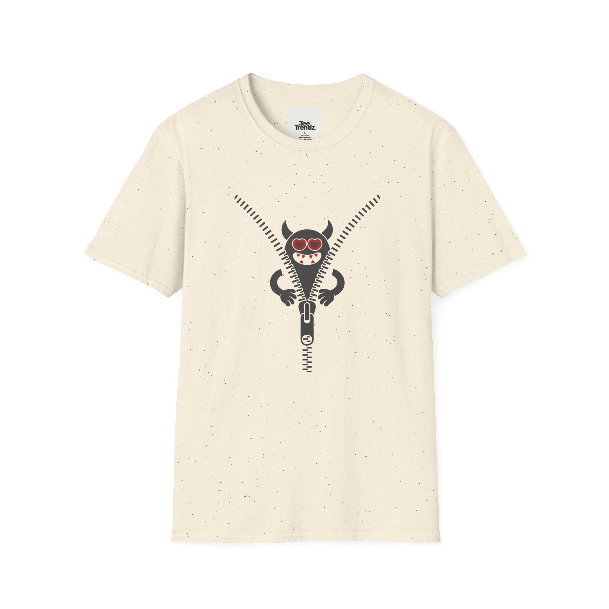 T-Shirt — Playful Monster Zipper Graphic Tee