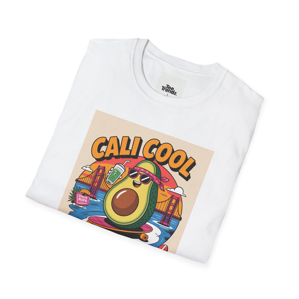 Cali Cool Avocado Tee — Retro Surfing California Graphic T-Shirt